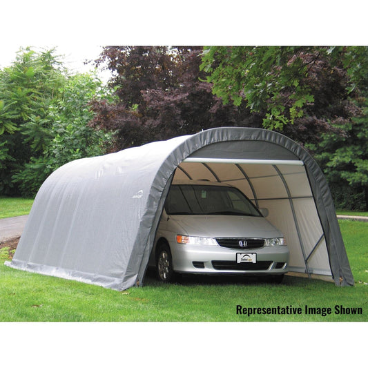 ShelterLogic Portable Garage ShelterLogic | ShelterCoat 12 x 24 x 8 ft. Wind and Snow Rated Garage Round Gray STD 72332