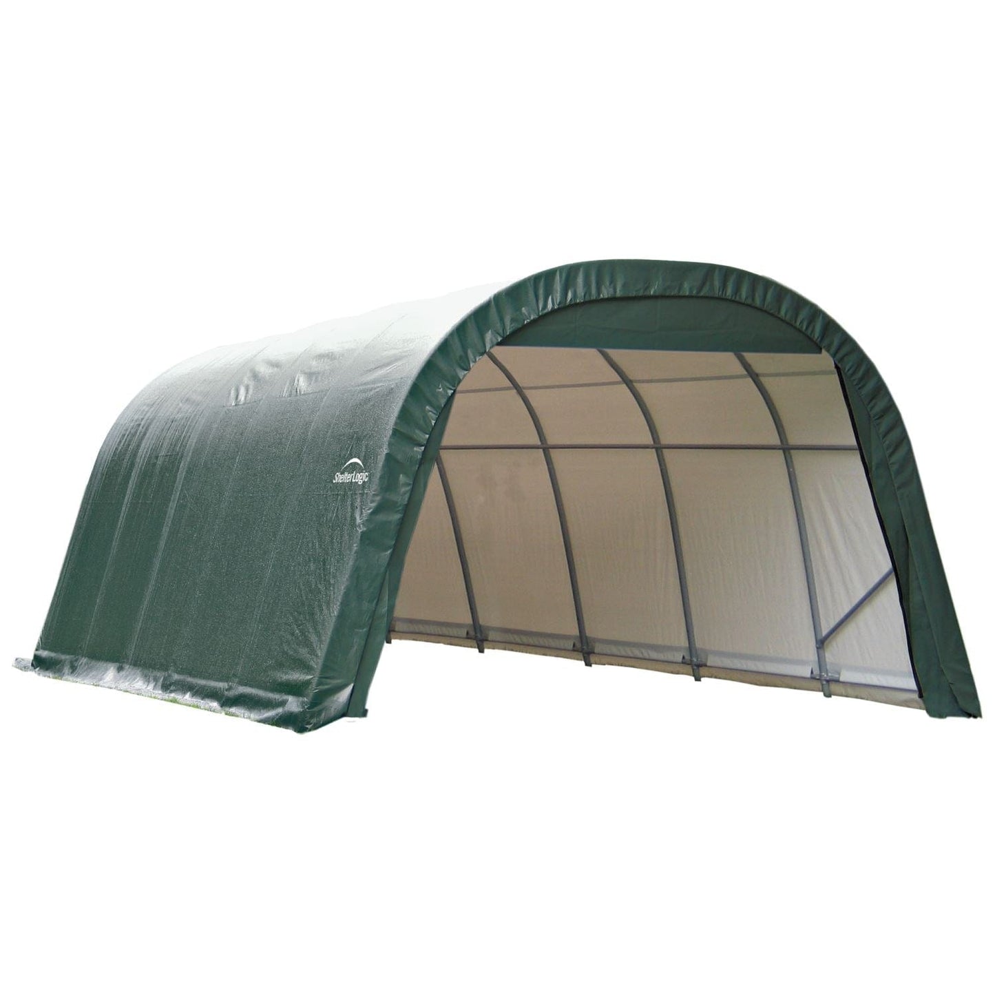 ShelterLogic Portable Garage ShelterLogic | ShelterCoat 12 x 24 x 8 ft. Wind and Snow Rated Garage Round Green STD 72342