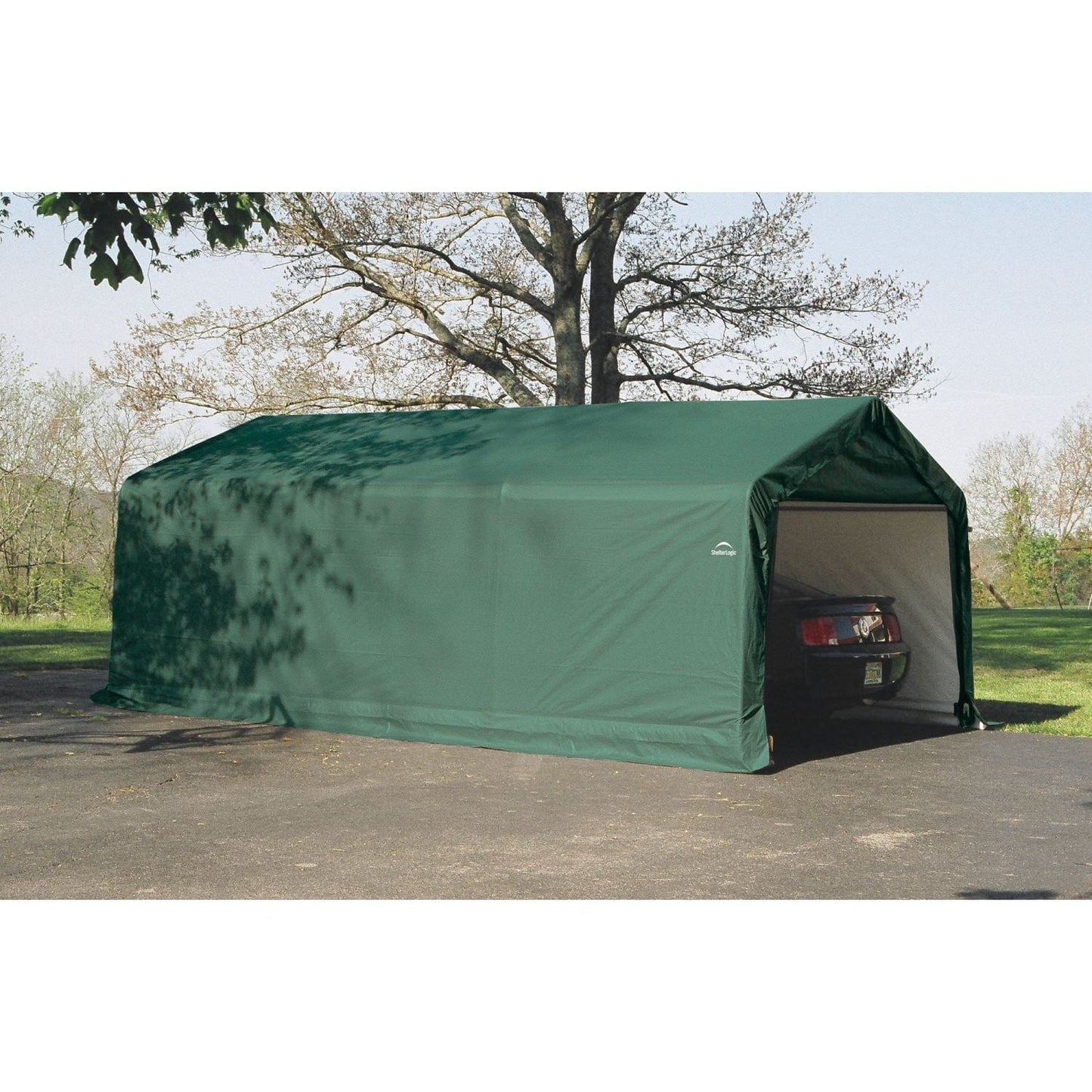 ShelterLogic Portable Garage ShelterLogic | ShelterCoat 13 x 20 ft. Garage Peak Green STD 73442
