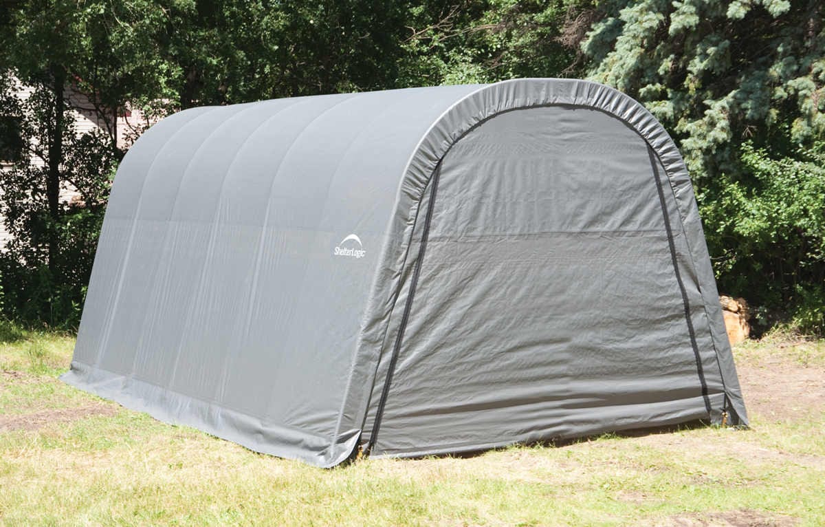 ShelterLogic Portable Garage ShelterLogic | ShelterCoat 13 x 24 ft. Wind and Snow Rated Garage Round Gray STD 74332