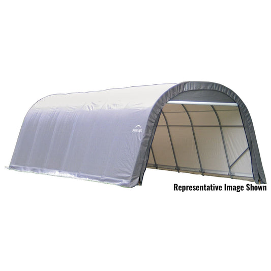 ShelterLogic Portable Garage ShelterLogic | ShelterCoat 13 x 28 ft. Wind and Snow Rated Garage Round Gray STD 90233