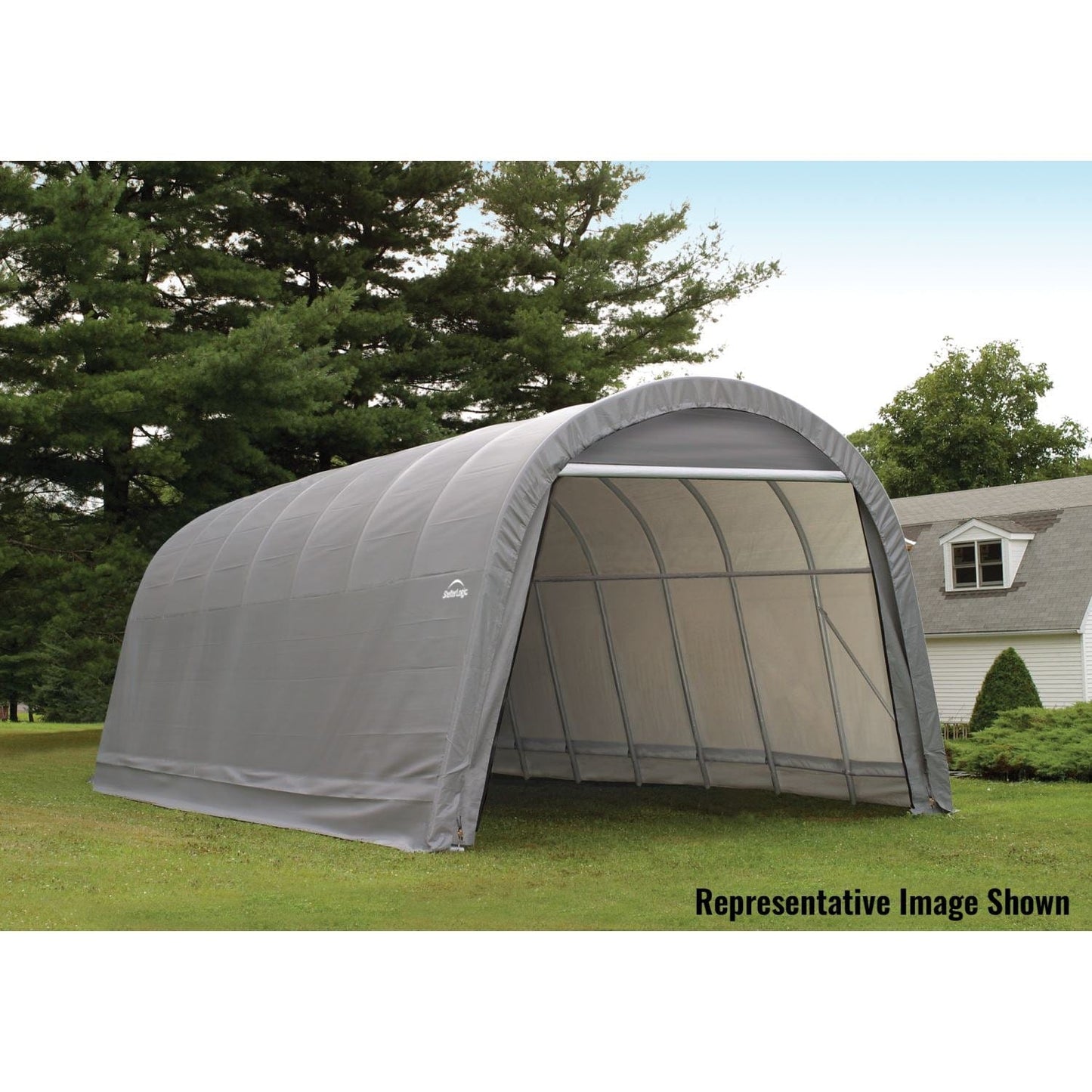 ShelterLogic Portable Garage ShelterLogic | ShelterCoat 15 x 20 ft. Wind and Snow Rated Garage Round Gray STD 95340