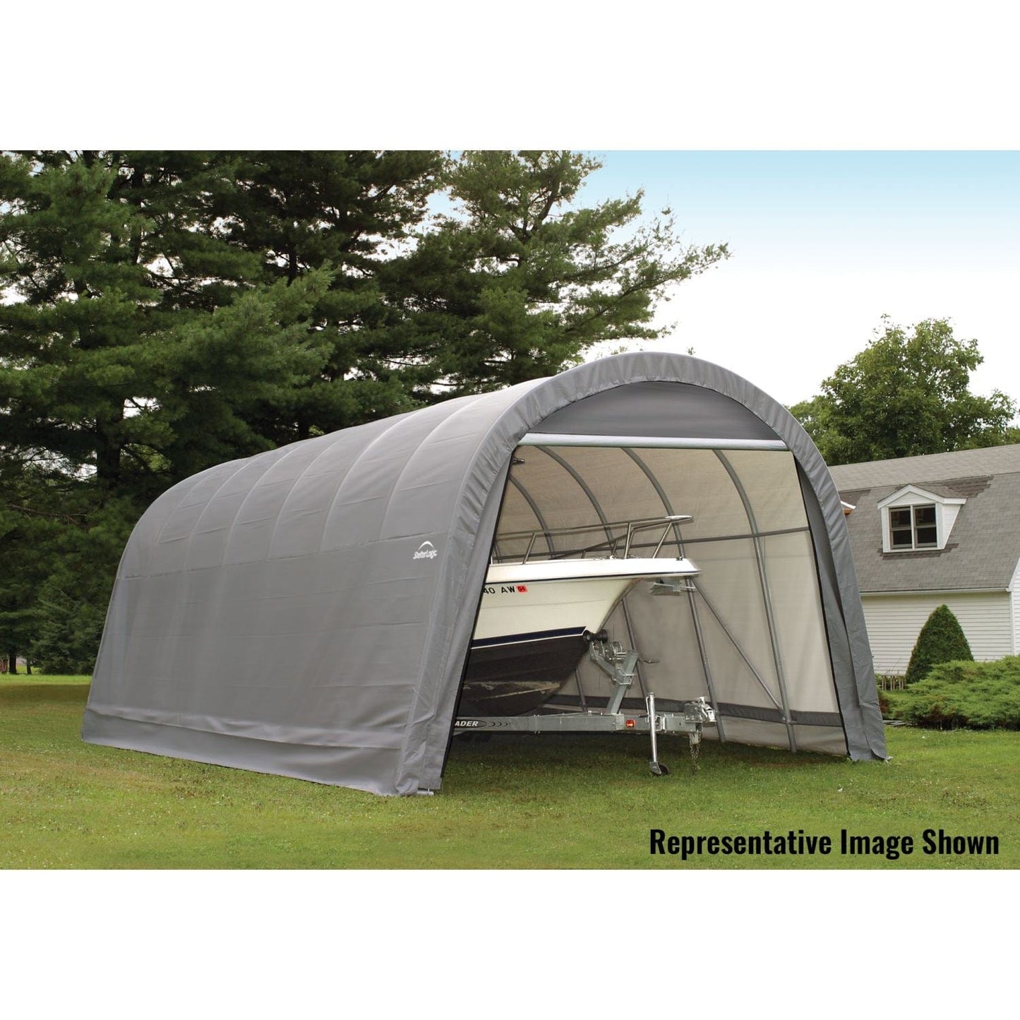 ShelterLogic Portable Garage ShelterLogic | ShelterCoat 15 x 20 ft. Wind and Snow Rated Garage Round Gray STD 95340