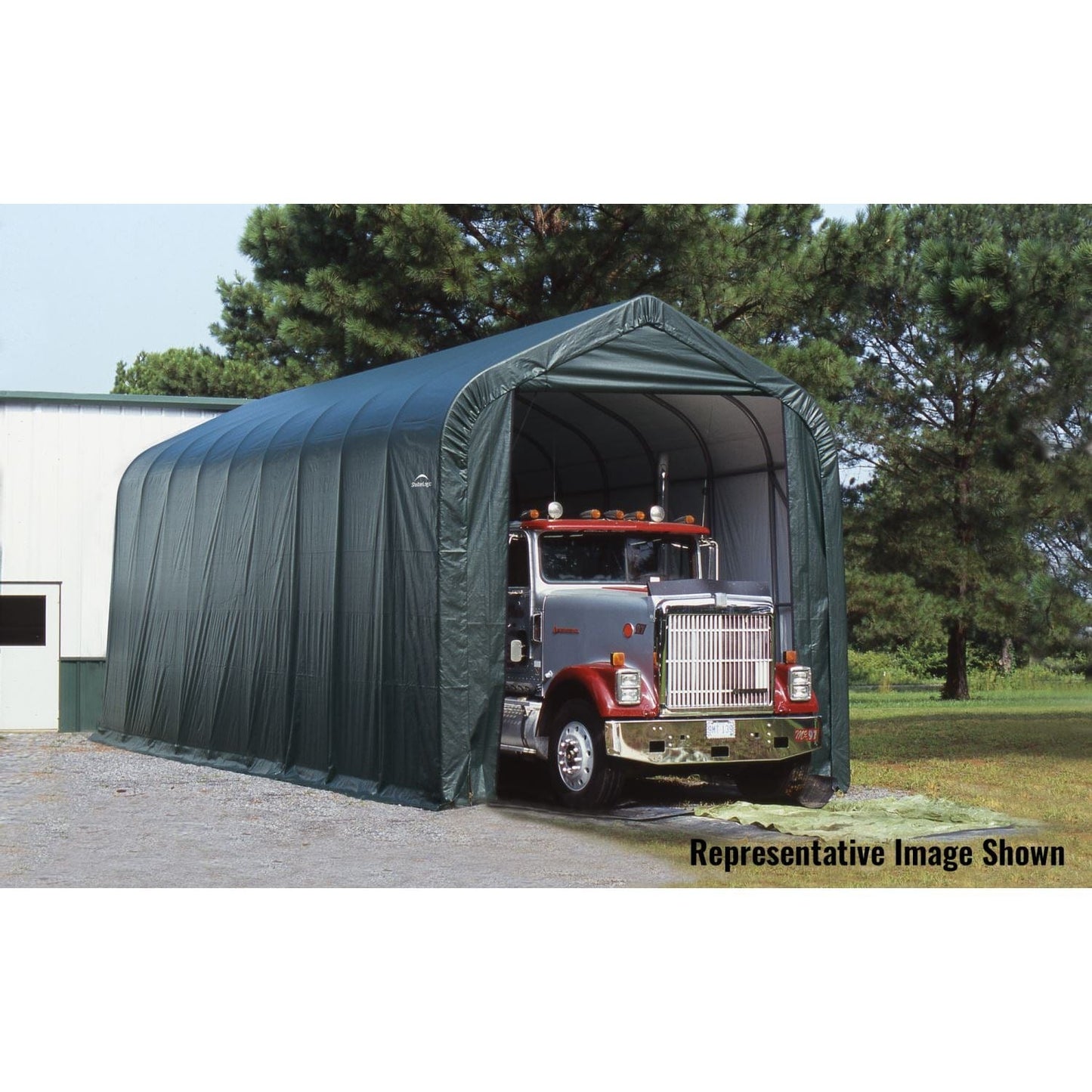 ShelterLogic Portable Garage ShelterLogic | ShelterCoat 15 x 24 ft. Garage Peak Green STD 95371
