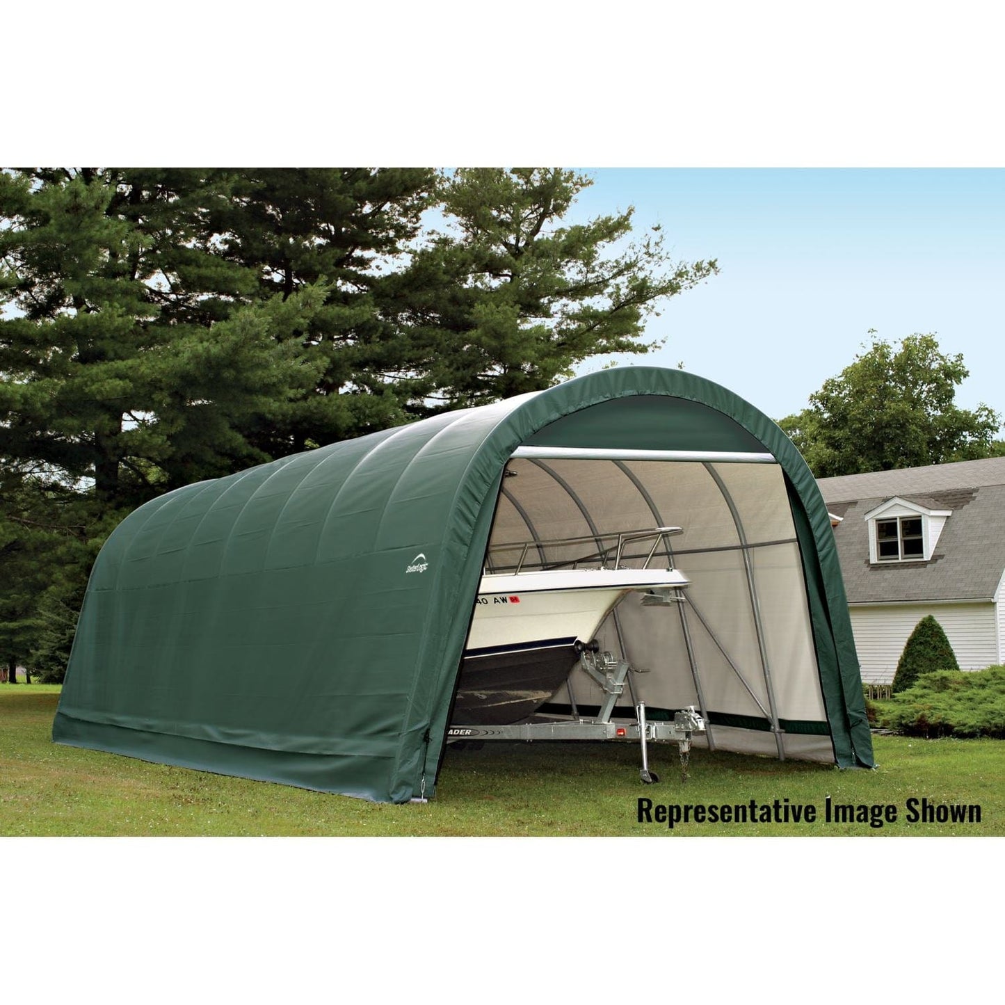 ShelterLogic Portable Garage ShelterLogic | ShelterCoat 15 x 24 ft. Wind and Snow Rated Garage Round Green STD 95361