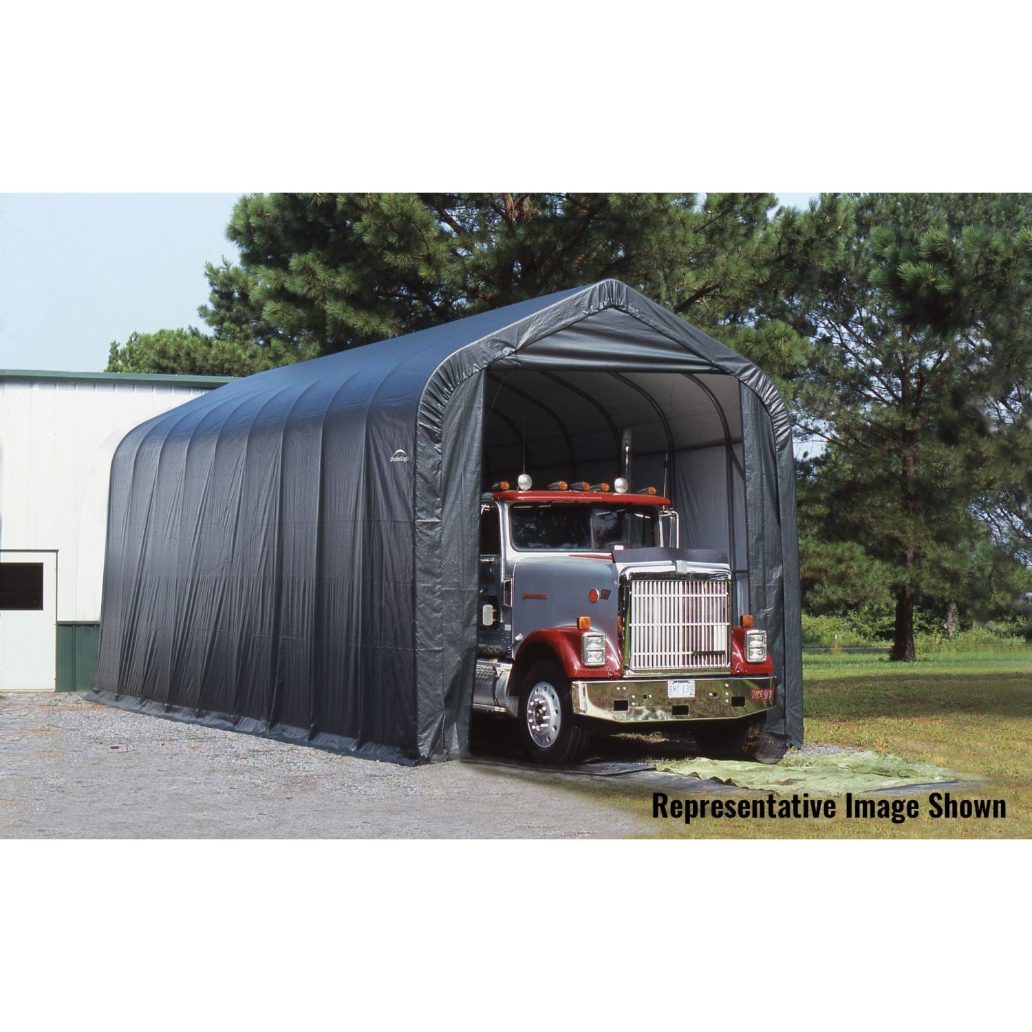 ShelterLogic Portable Garage ShelterLogic | ShelterCoat 15 x 28 ft. Garage Peak Gray STD 75232