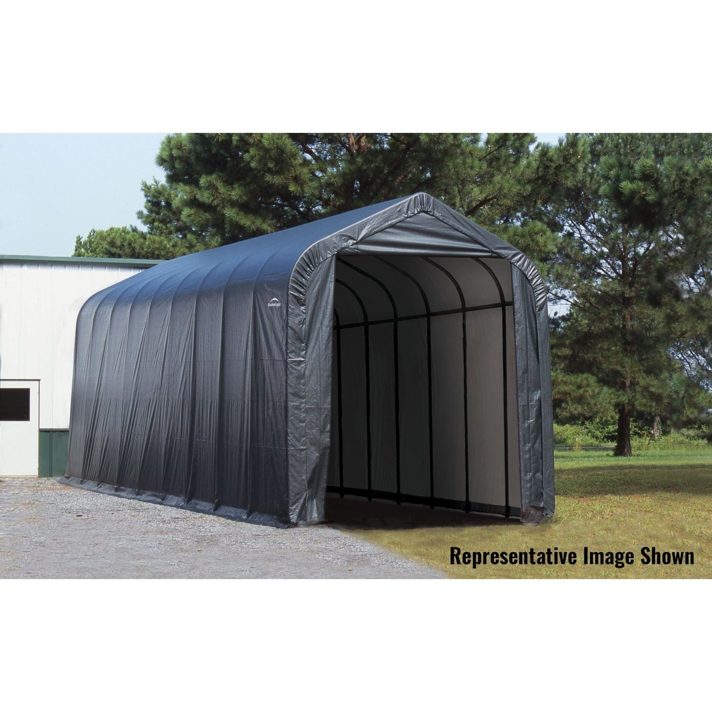 ShelterLogic Portable Garage ShelterLogic | ShelterCoat 16 x 40 ft. Garage Peak Gray STD 95843