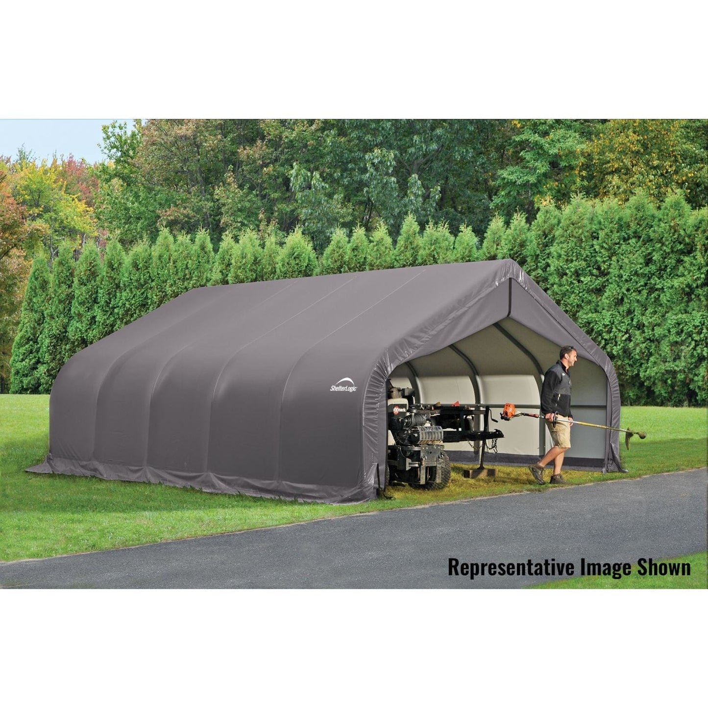 ShelterLogic Portable Garage ShelterLogic | ShelterCoat 18 x 28 ft. Garage Peak Gray STD 80005