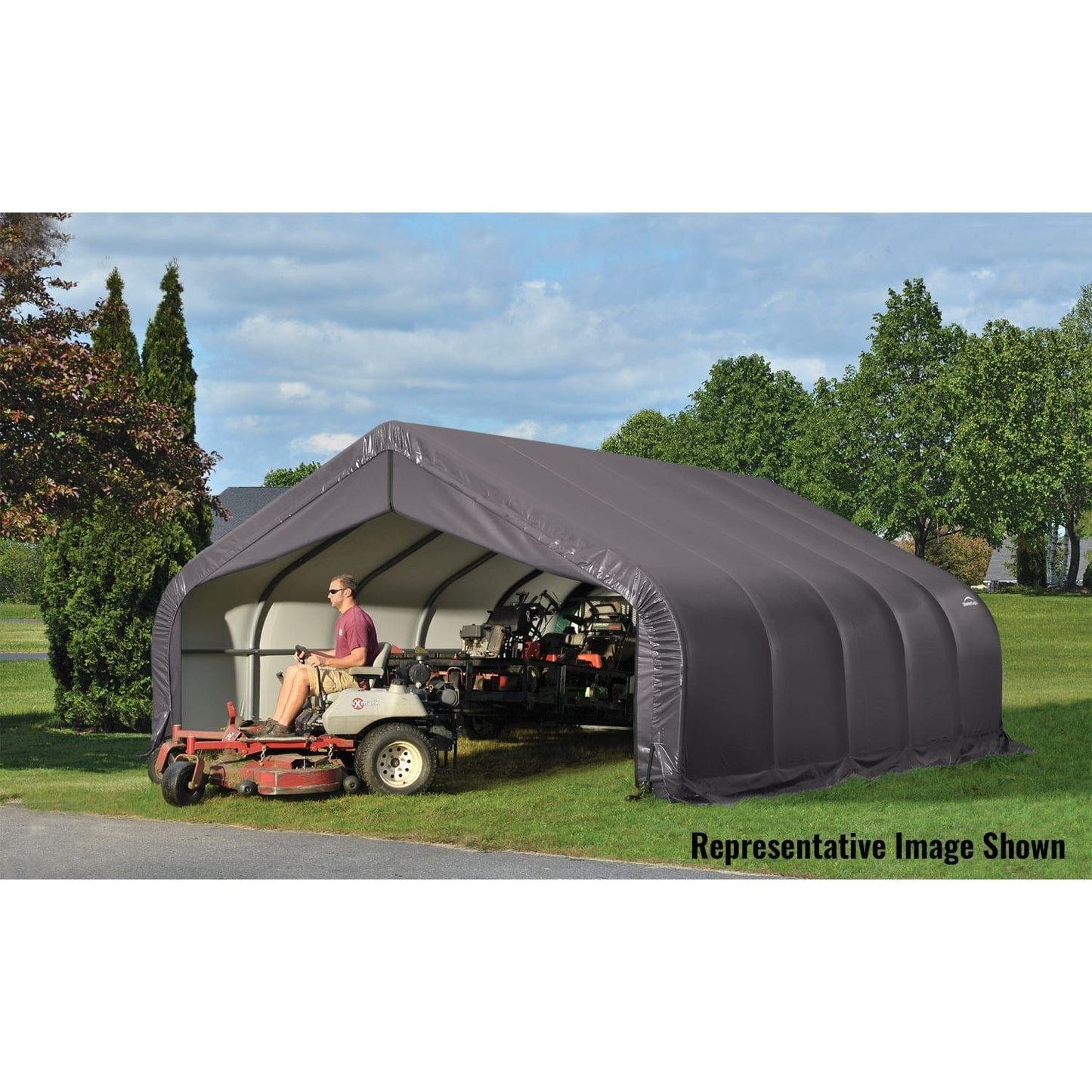 ShelterLogic Portable Garage ShelterLogic | ShelterCoat 18 x 28 ft. Garage Peak Gray STD 80005