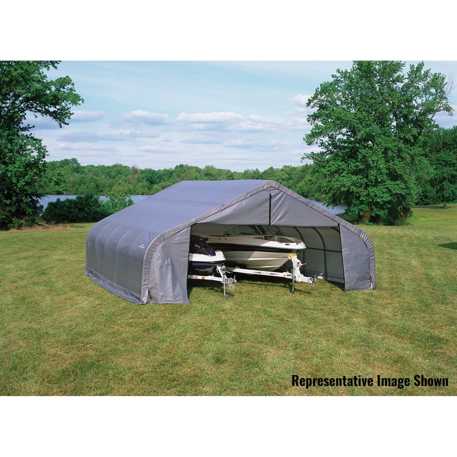 ShelterLogic Portable Garage ShelterLogic | ShelterCoat 22 x 28 ft. Garage Peak Gray STD 78731