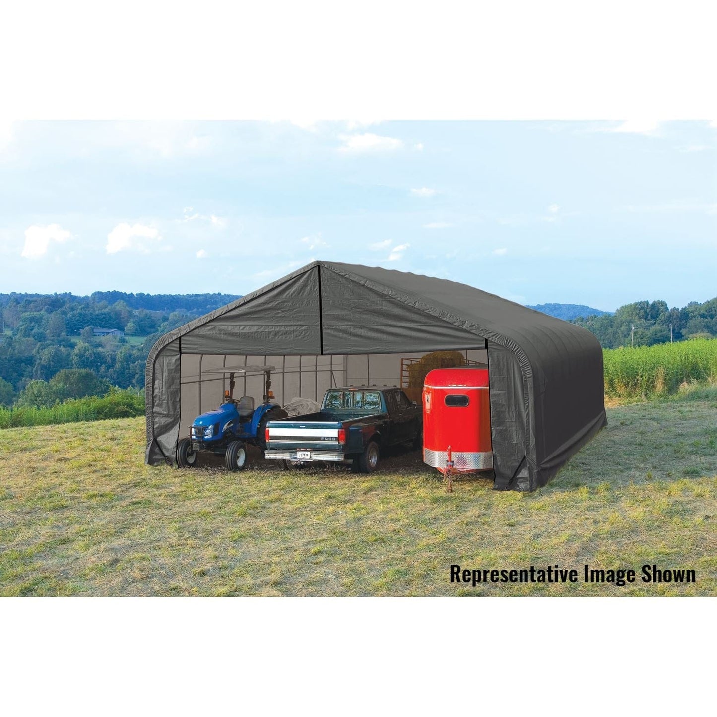 ShelterLogic Portable Garage ShelterLogic | ShelterCoat 28 x 28 ft. Garage Peak Gray STD 86051