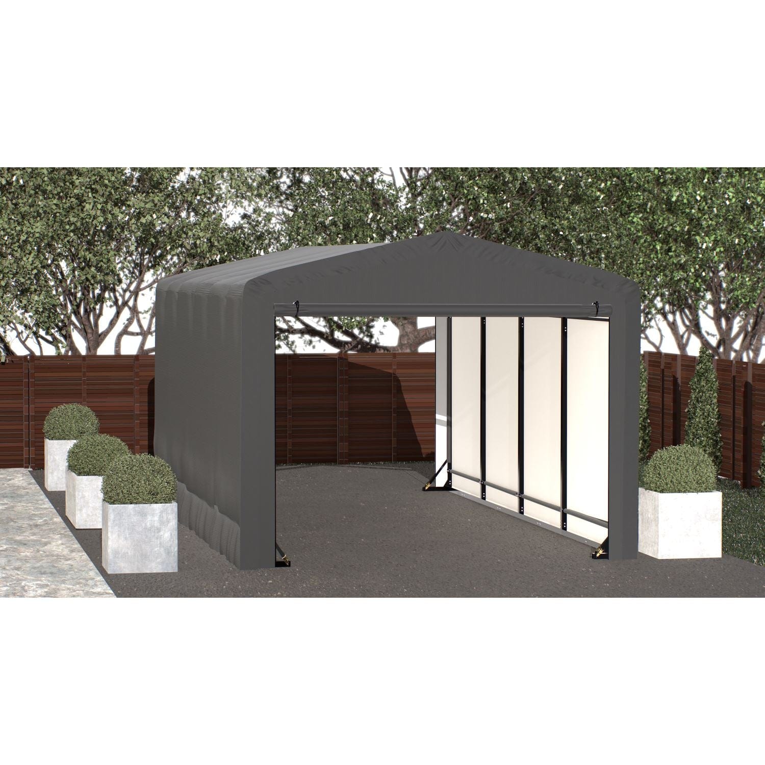 ShelterLogic Portable Garage ShelterLogic | ShelterTube Wind and Snow-Load Rated Garage 10x18x8 Gray SQAACC0103C01001808