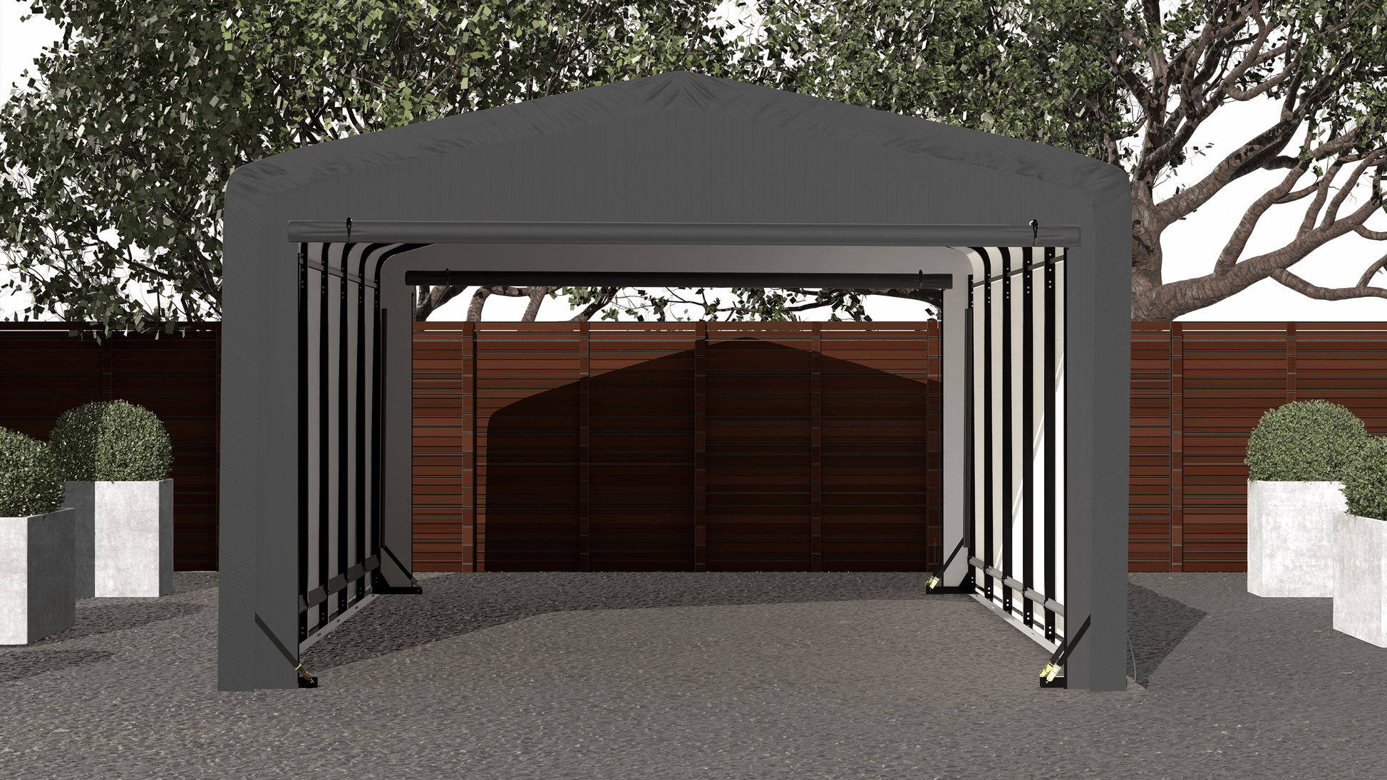 ShelterLogic Portable Garage ShelterLogic | ShelterTube Wind and Snow-Load Rated Garage 12x27x8 Gray SQAACC0103C01202708