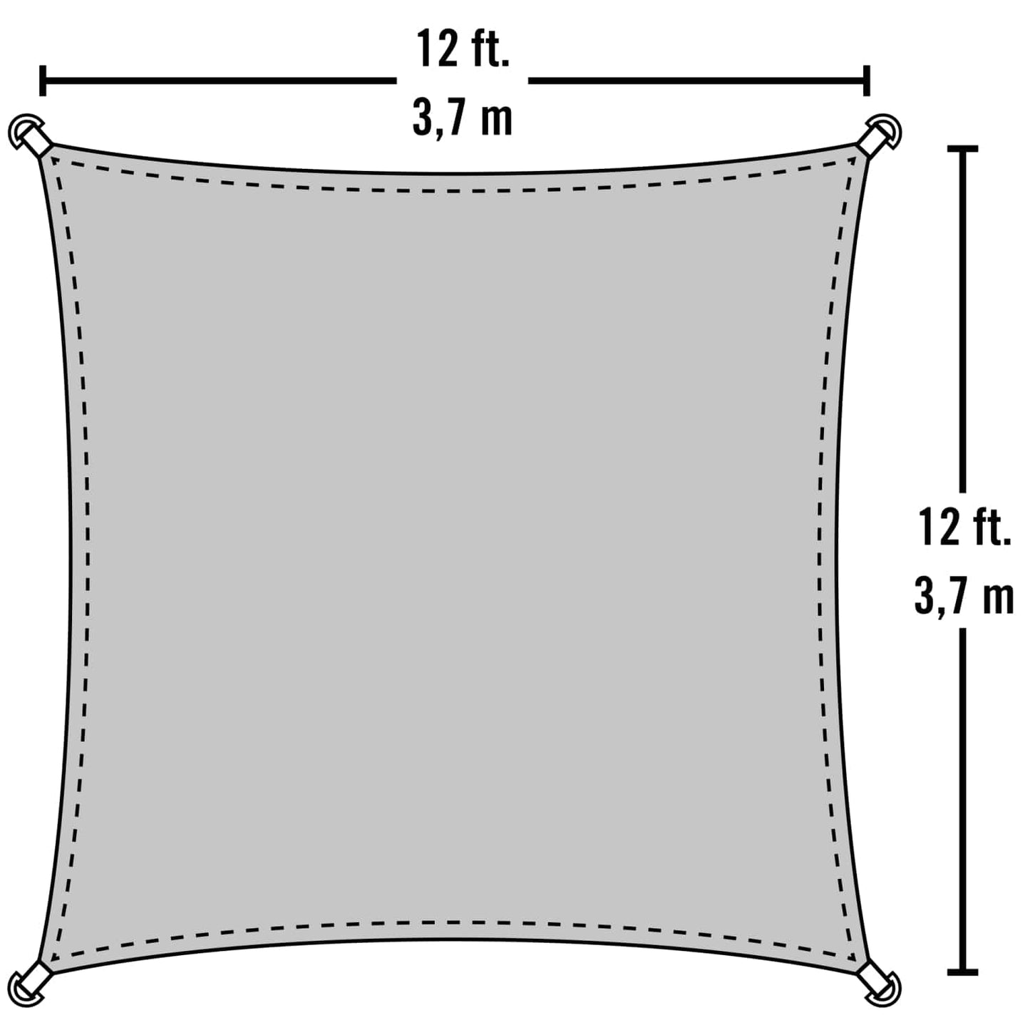 ShelterLogic Sail Shade ShelterLogic | 12 ft Square Gray Shade Sail 25618