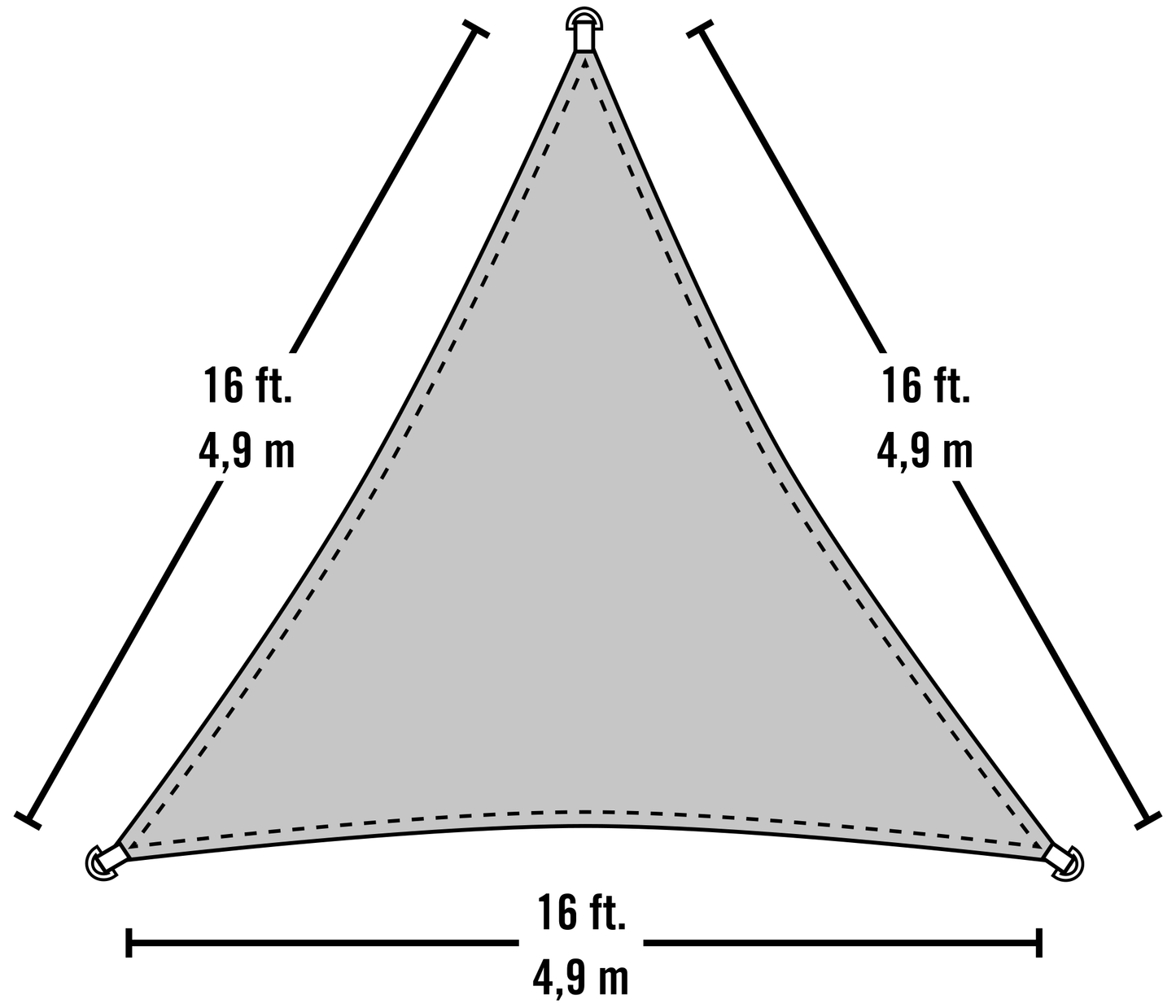 ShelterLogic Sail Shade ShelterLogic | 16 ft Triangle Gray Shade Sail 25619