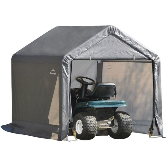 ShelterLogic 6'x6'x6' Peak Style Storage Shed, 1-3/8" Frame, Grey Cover - mygreenhousestore.com