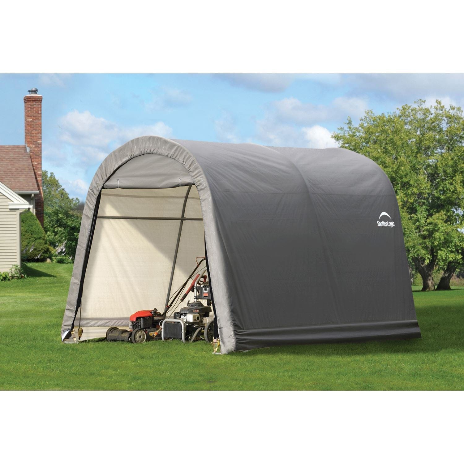 ShelterLogic Shed-in-a-Box Roundtop 10 x 10 x 8 ft. Gray - mygreenhousestore.com