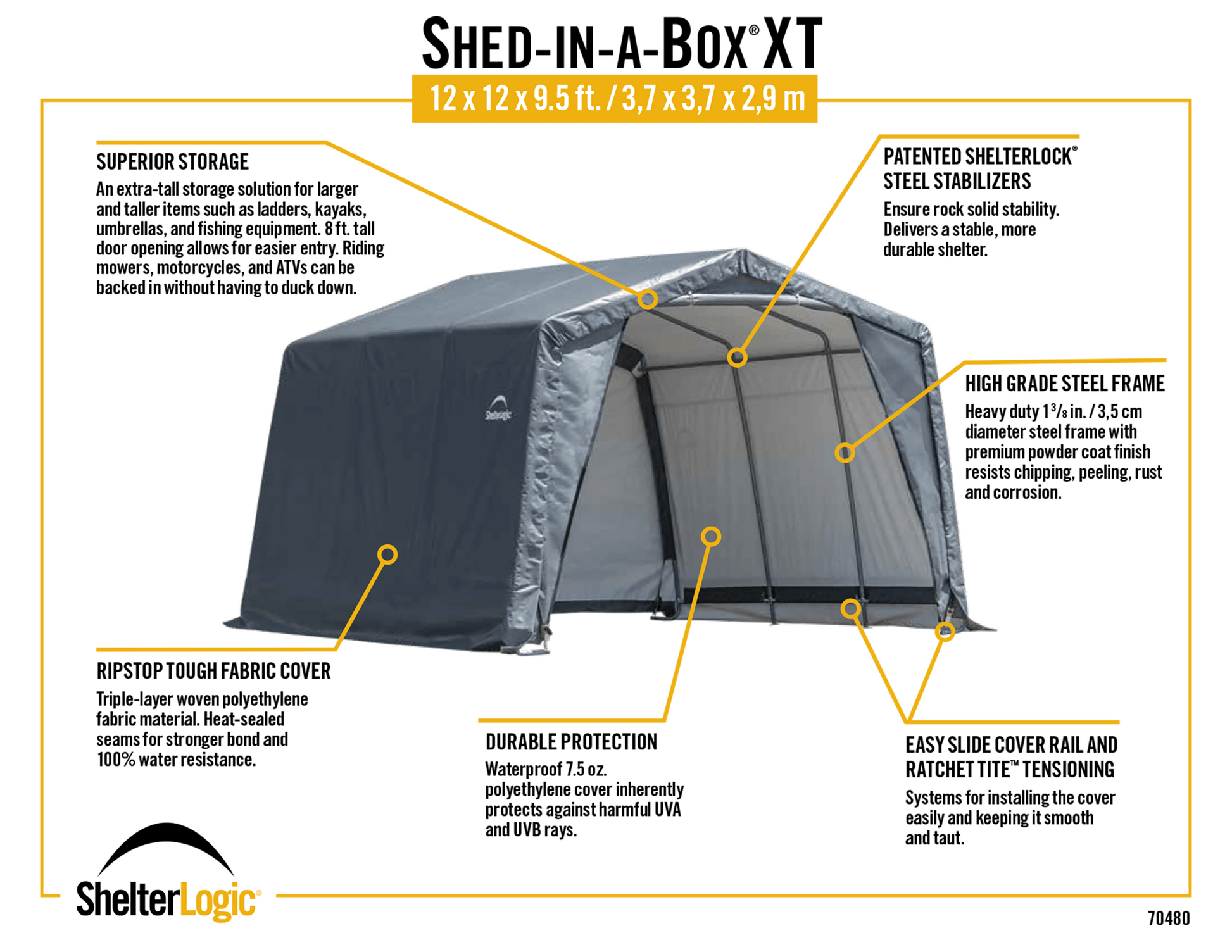 ShelterLogic Sheds, Garages & Carports ShelterLogic | Shed-in-a-Box XT 12'x12'x9.5' Peak Gray 70480