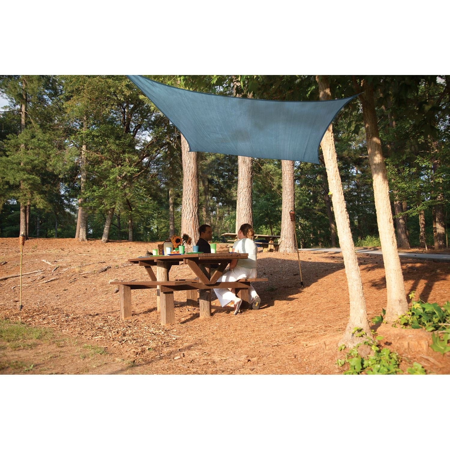 ShelterLogic Sun Shade Products ShelterLogic | Shade Sail Square - Heavyweight 16 x 16 ft. Sea Blue (Attachment point/pole not included) 25736