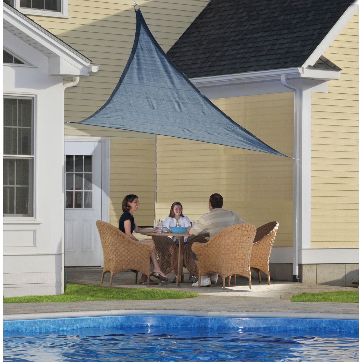 ShelterLogic Sun Shade Products ShelterLogic | Shade Sail Triangle - Heavyweight 16 x 16 ft. Sea Blue (Attachment point/pole not included) 25734