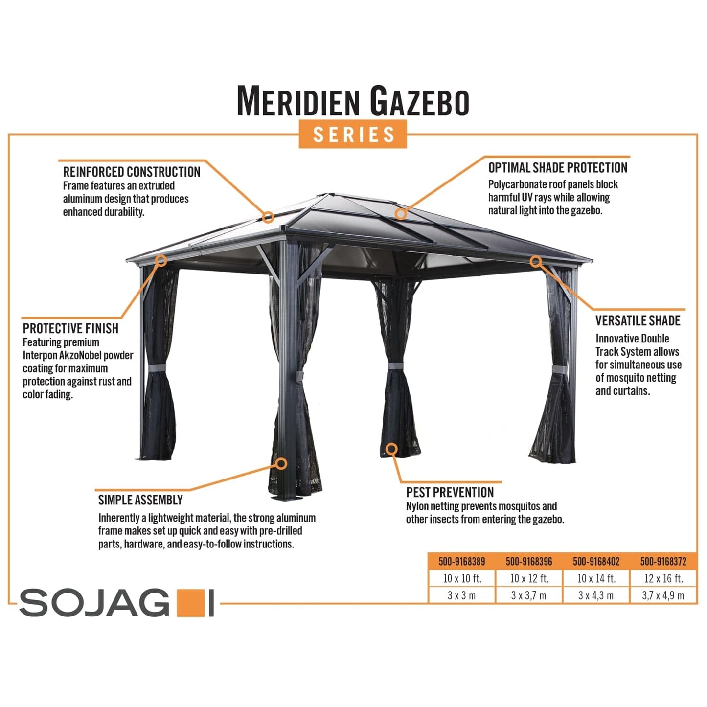 SOJAG Canopies & Gazebos Sojag | Meridien 12 ft. x 16 ft. Gazebo 500-9168372