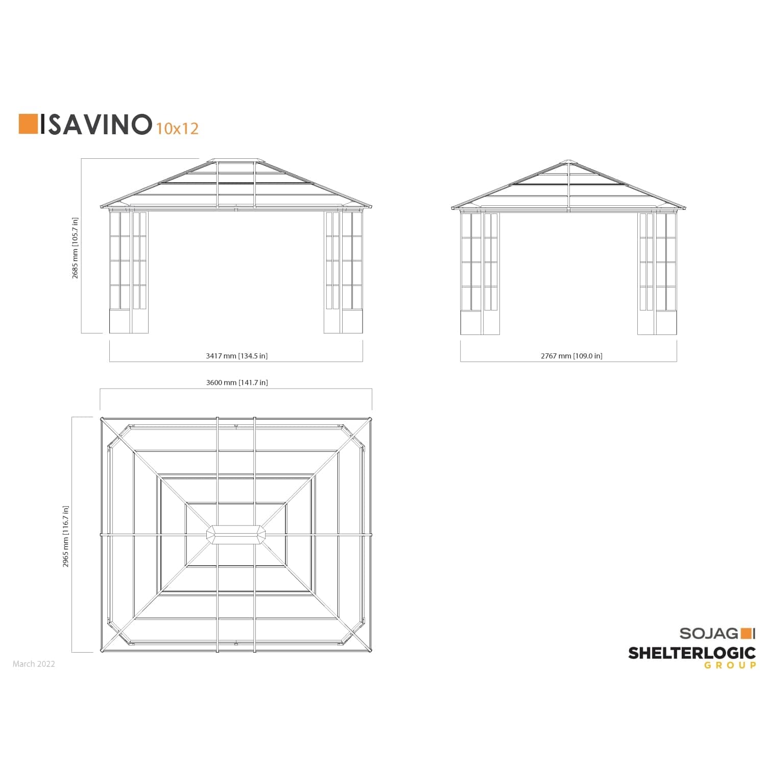 SOJAG Canopies & Gazebos Sojag | Savino 10 ft. x 12 ft. Gazebo 500-9167191