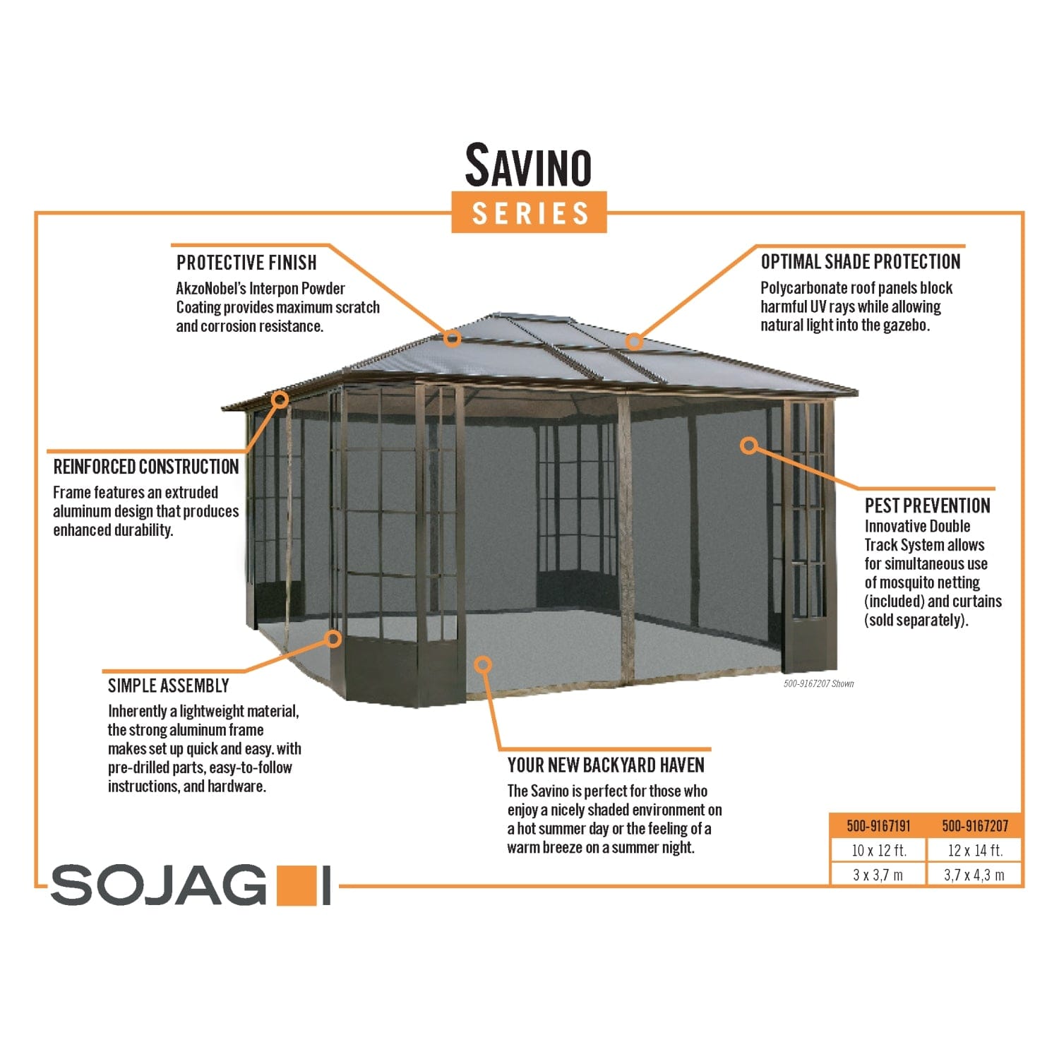 SOJAG Canopies & Gazebos Sojag | Savino 10 ft. x 12 ft. Gazebo 500-9167191