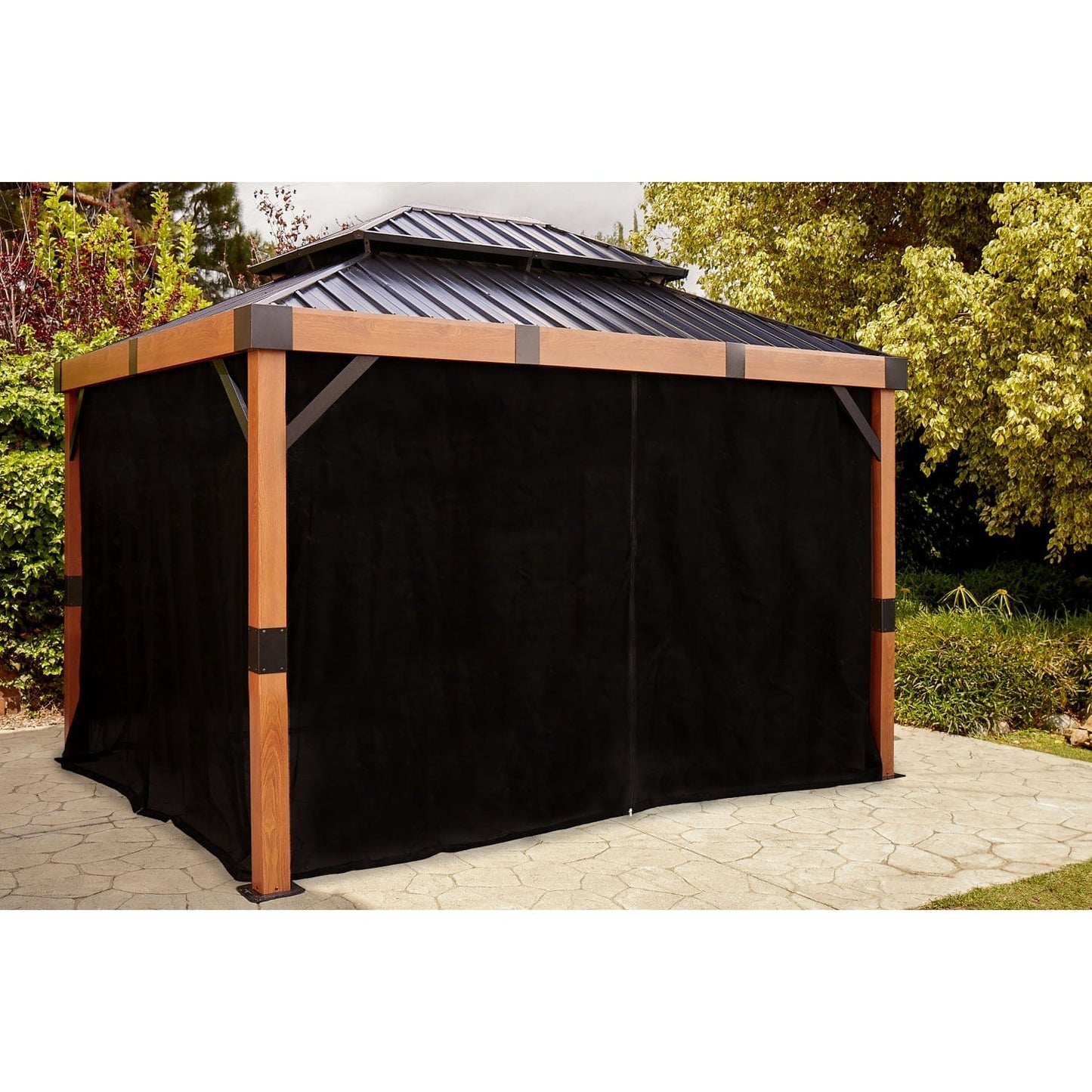 SOJAG Gazebo Accessories Sojag | Black Curtains for Fontana Gazebo, 10 ft. x 12 ft., Spun 135-9168310