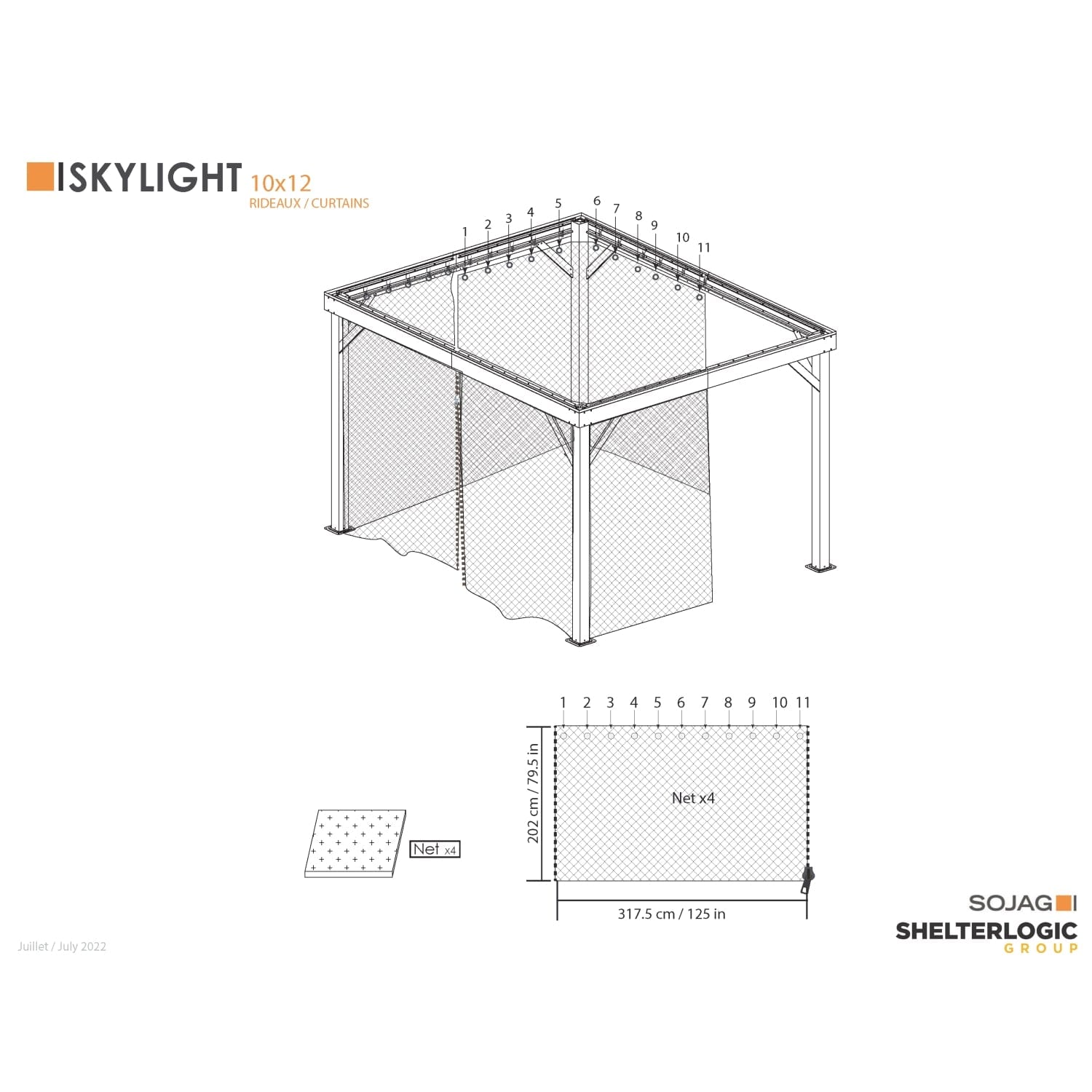 SOJAG Gazebo Accessories Sojag | Skylight Black Spun Polyester Curtains 10 ft. x 12 ft. 135-9168846