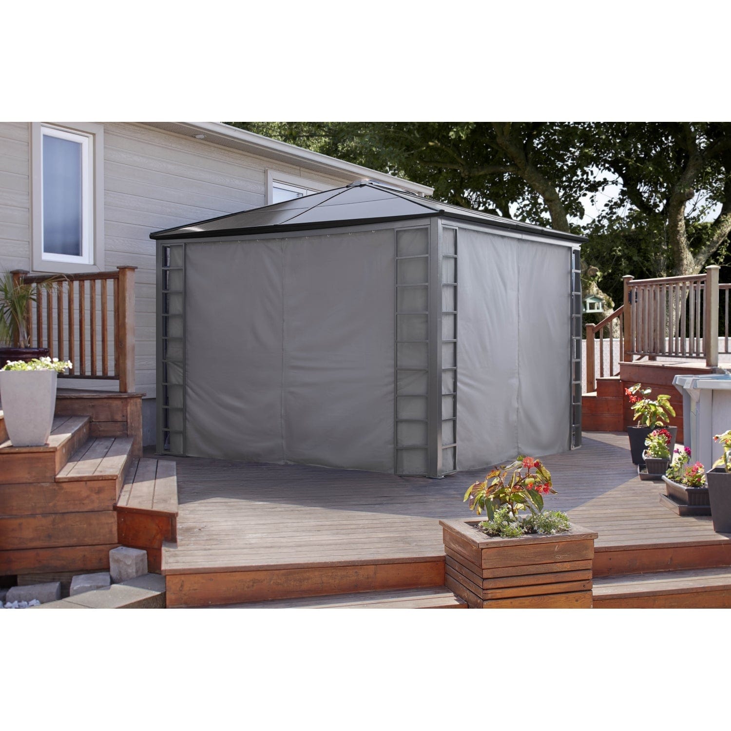 SOJAG Gazebo Accessories Sojag | Turia Grey Polyester Curtains 10 ft. x 12 ft. 135-9168914