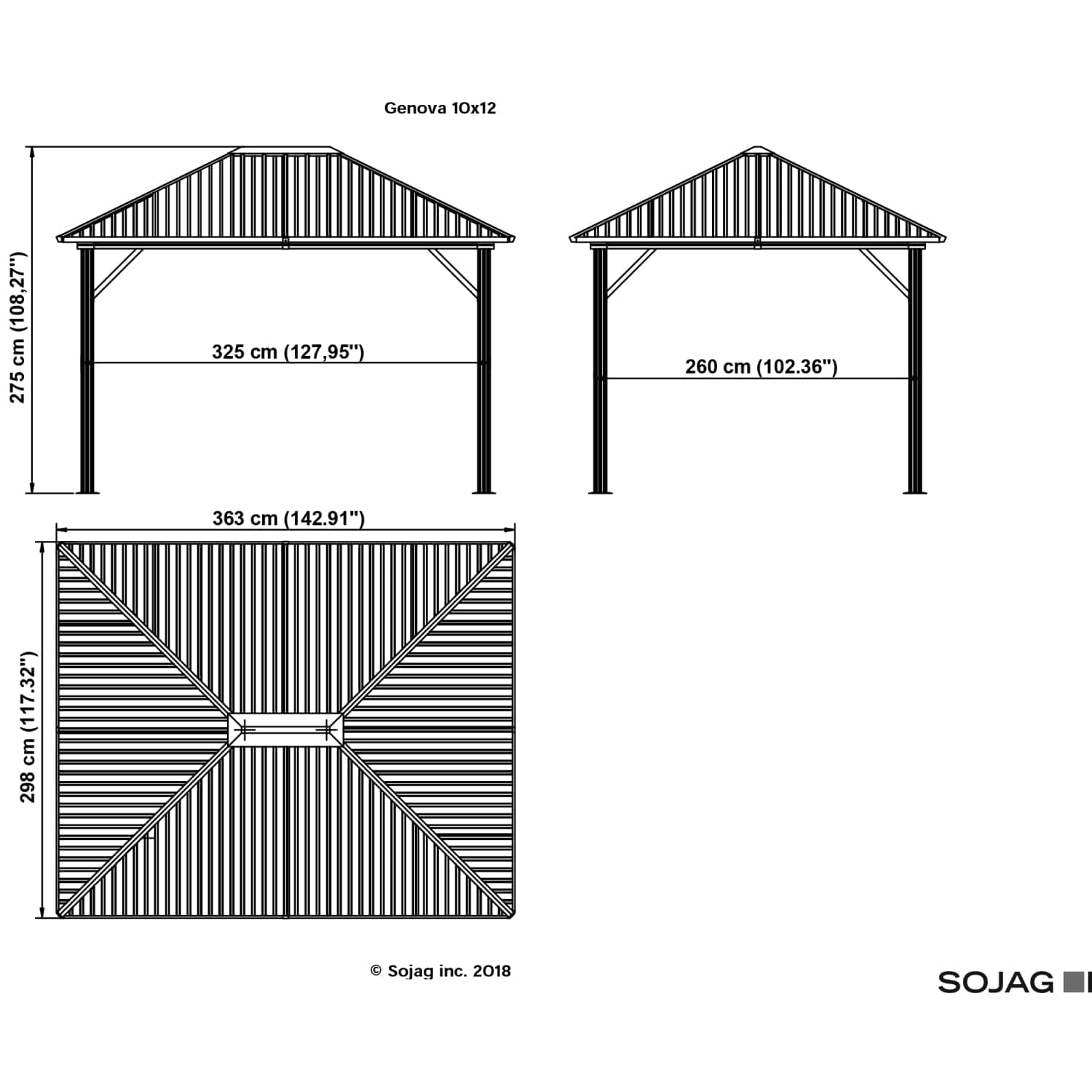 SOJAG Gazebo Sojag | Genova 10 ft. x 12 ft. Gazebo Steel Roof 500-9165258
