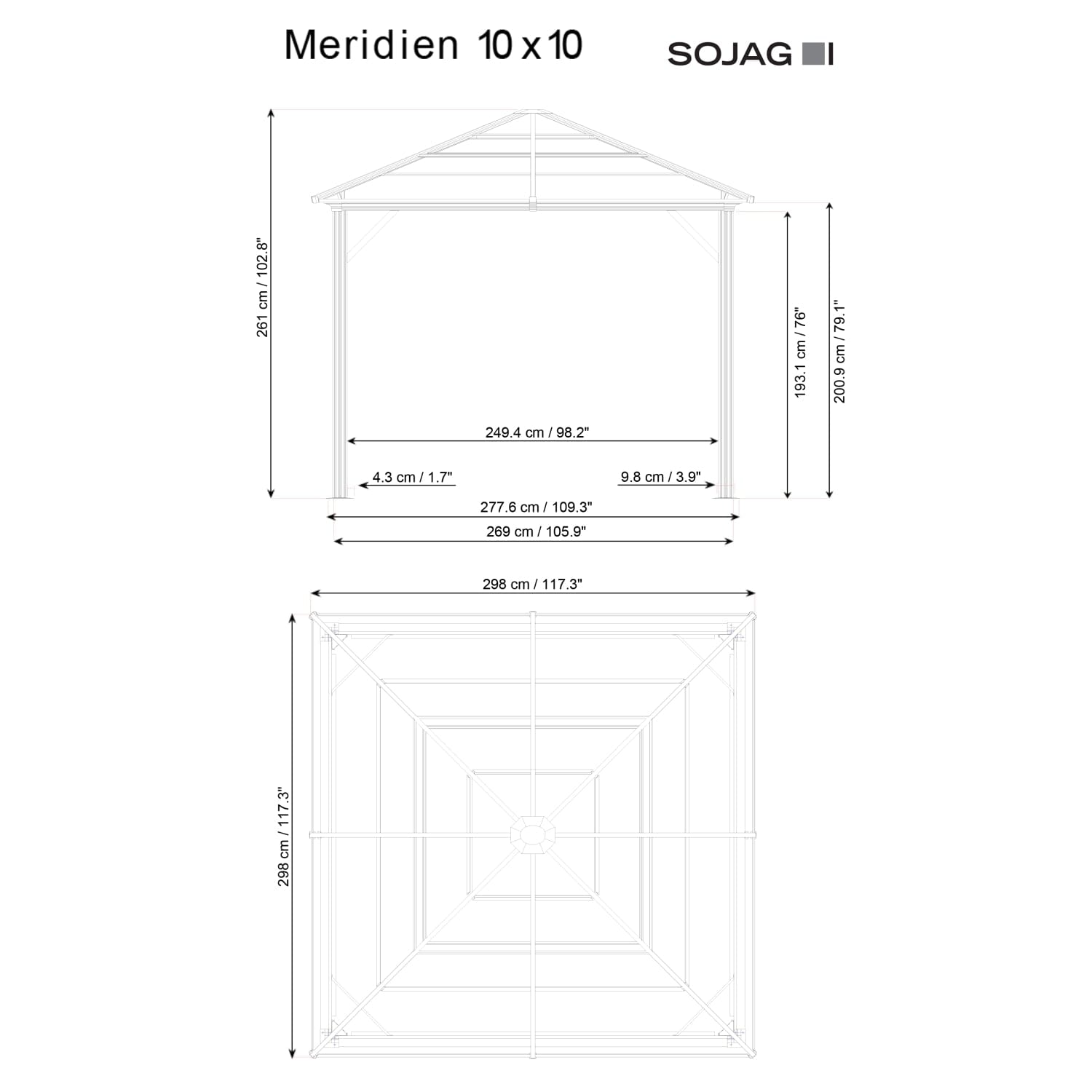 SOJAG Gazebo Sojag | Meridien 10 ft. x 10 ft. Gazebo - Charcoal 500-9168389