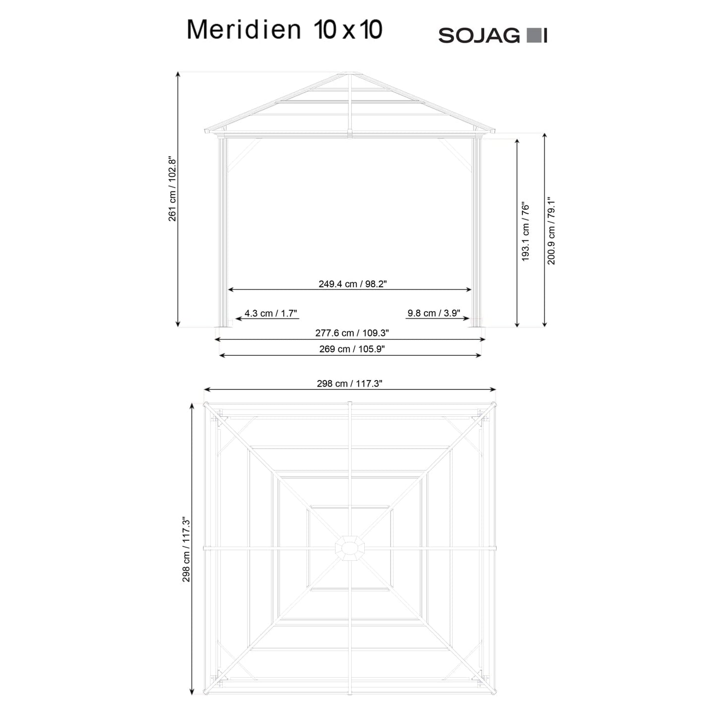 SOJAG Gazebo Sojag | Meridien 10 ft. x 10 ft. Gazebo - Charcoal 500-9168389