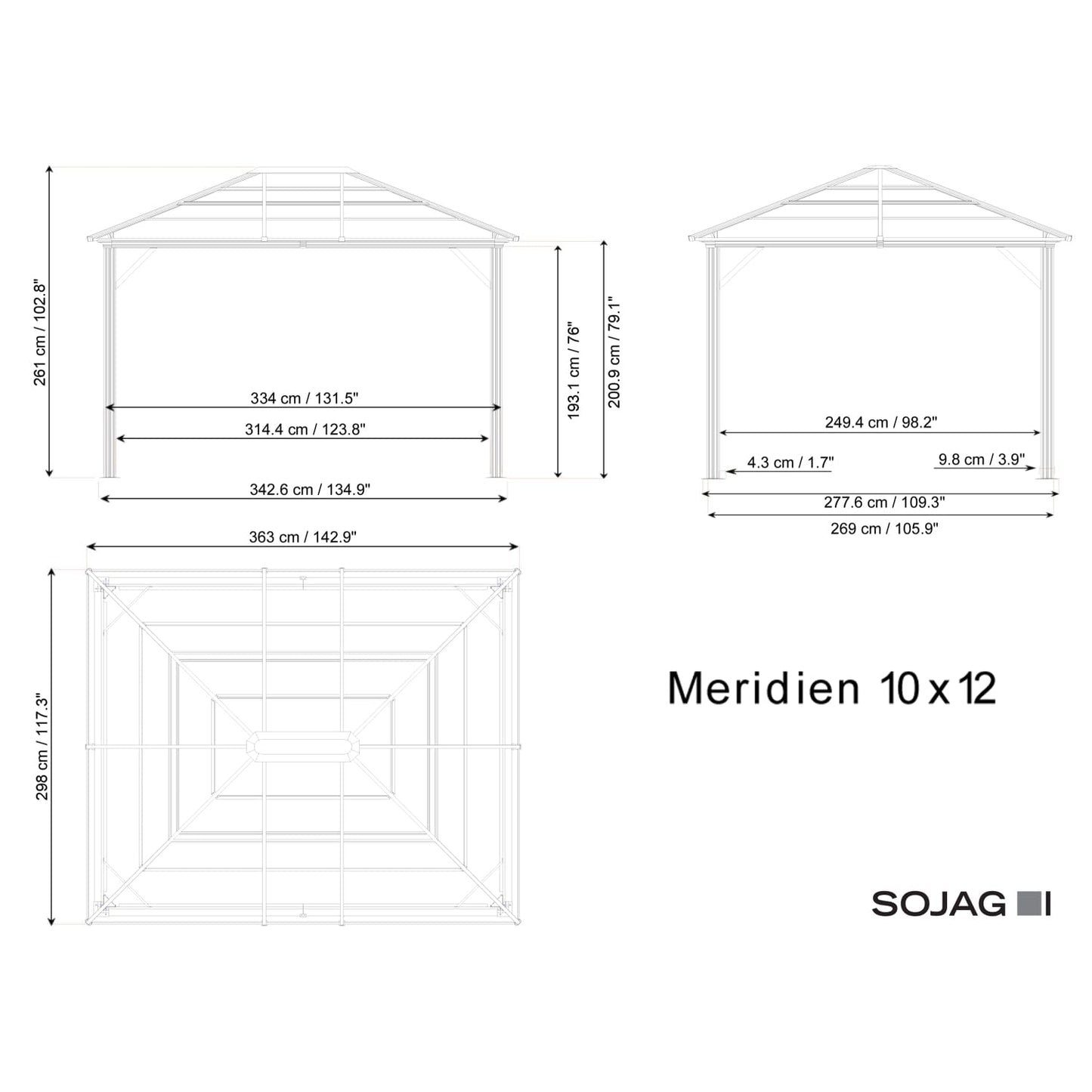 SOJAG Gazebo Sojag | Meridien 10 ft. x 12 ft. Gazebo 500-9168396