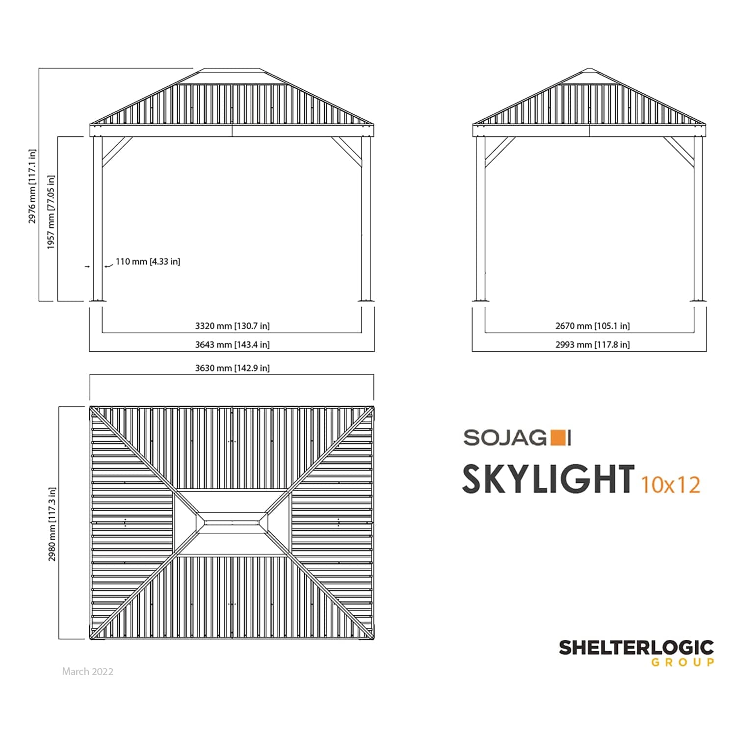 SOJAG Gazebo Sojag | Skylight 10 ft. x 12 ft. Gazebo 500-9168662