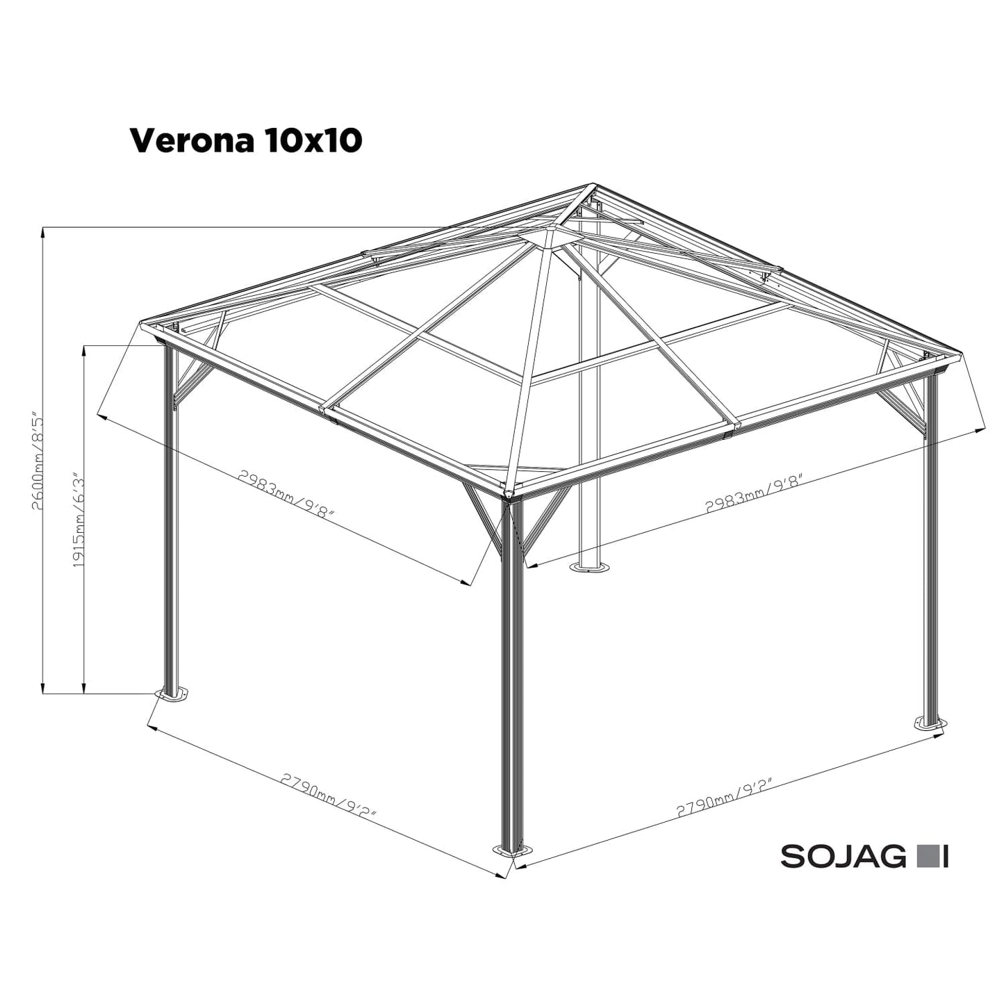 SOJAG Gazebo Sojag | Verona 10 ft. x 10 ft. Gazebo 310-9168464