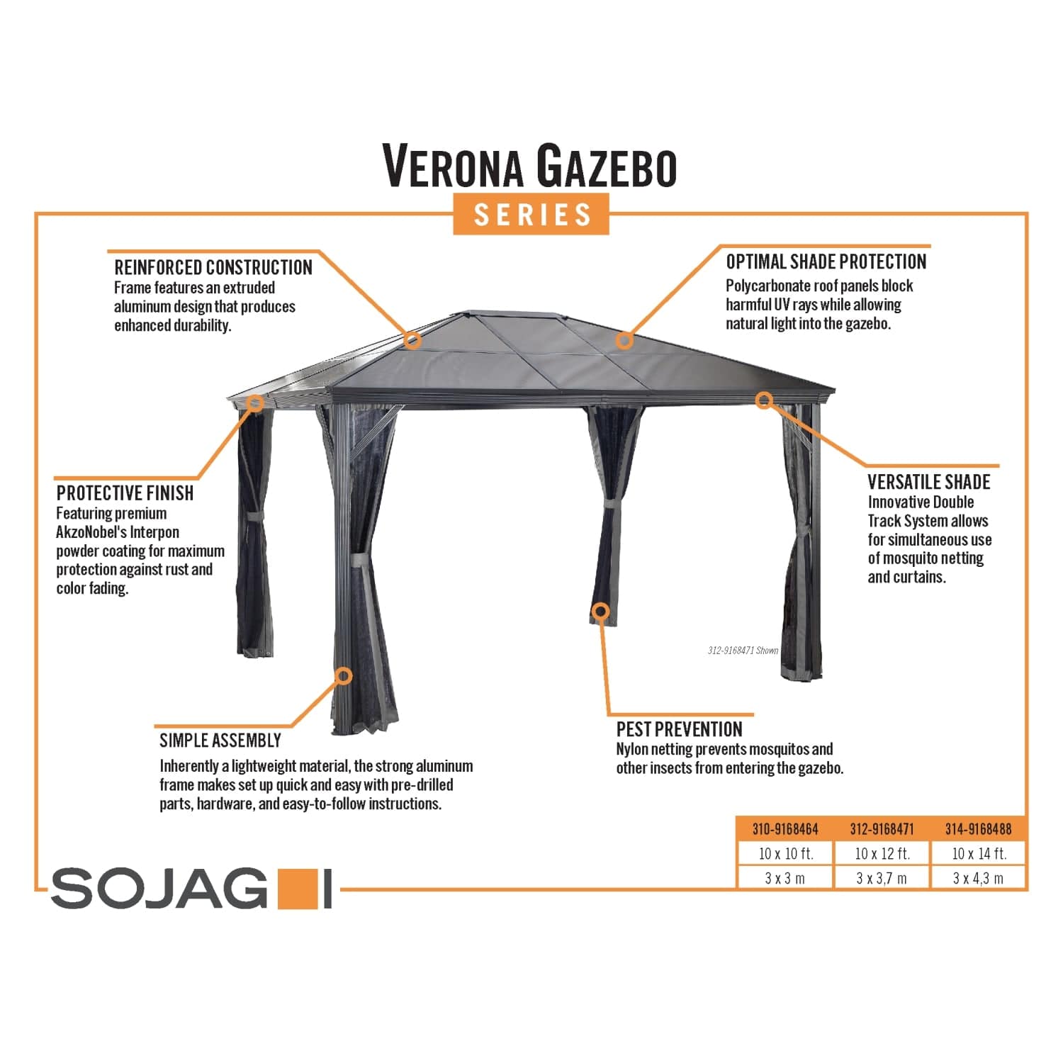 SOJAG Gazebo Sojag | Verona 10 ft. x 10 ft. Gazebo 310-9168464