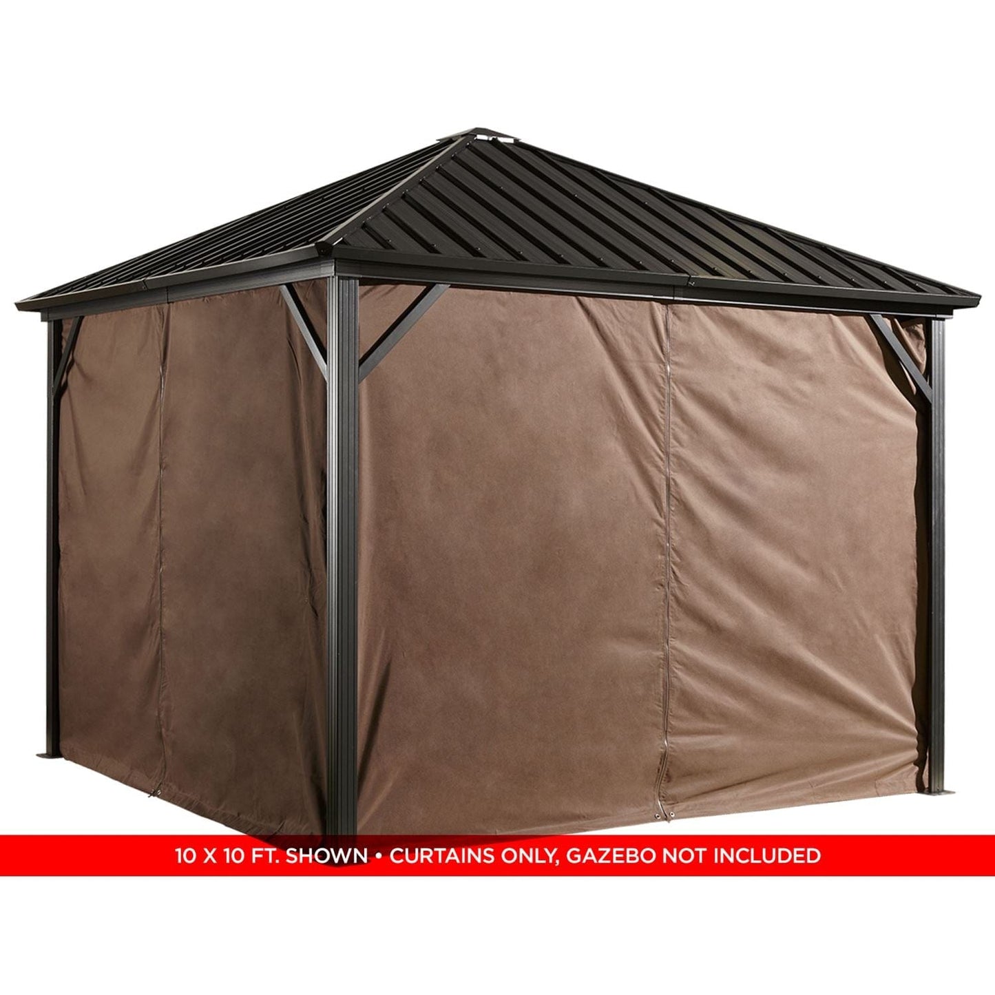 Sojag Curtains for Dakota 8' x 8' Brown Polyester - Gazebo Not Included - mygreenhousestore.com