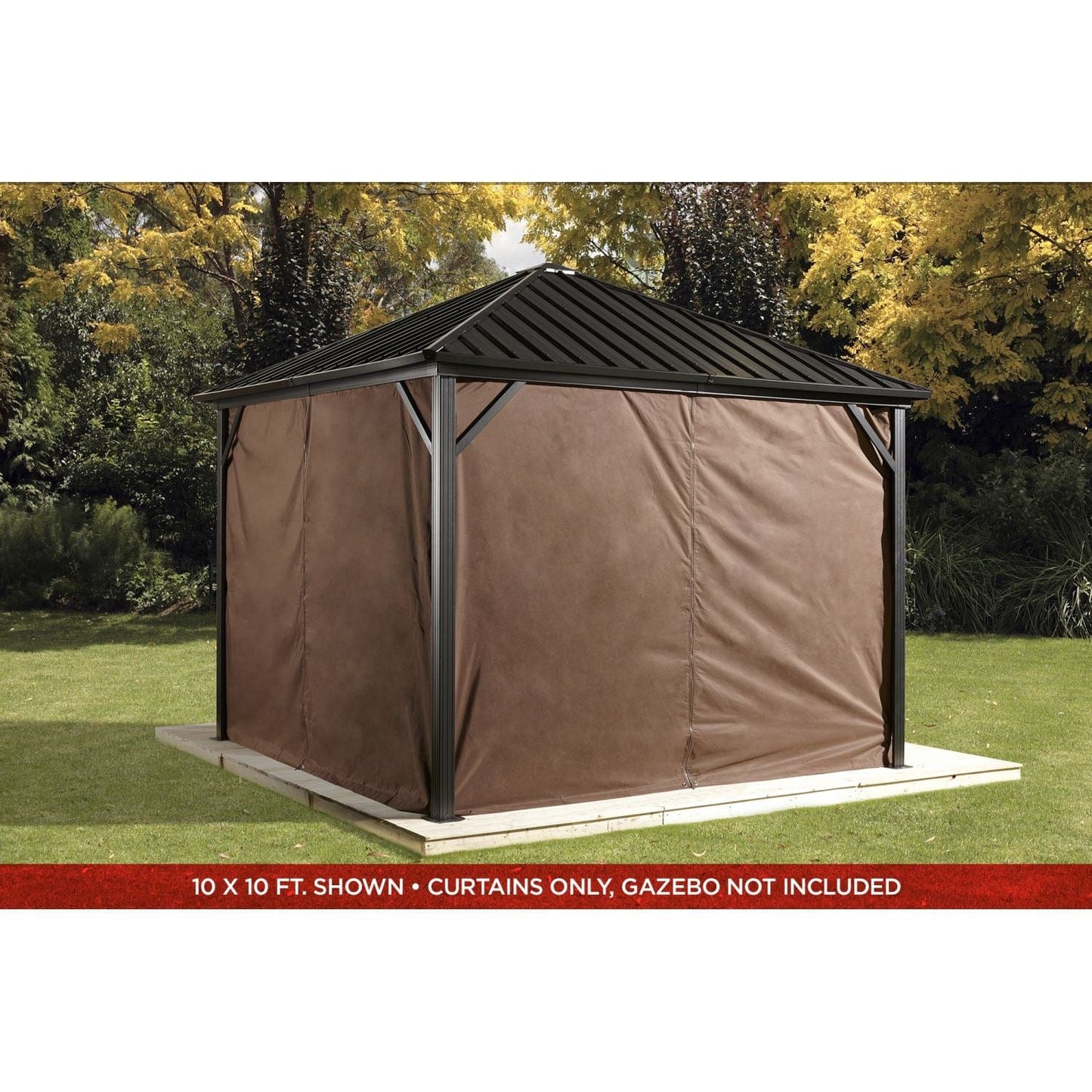 Sojag Curtains for Dakota 8' x 8' Brown Polyester - Gazebo Not Included - mygreenhousestore.com