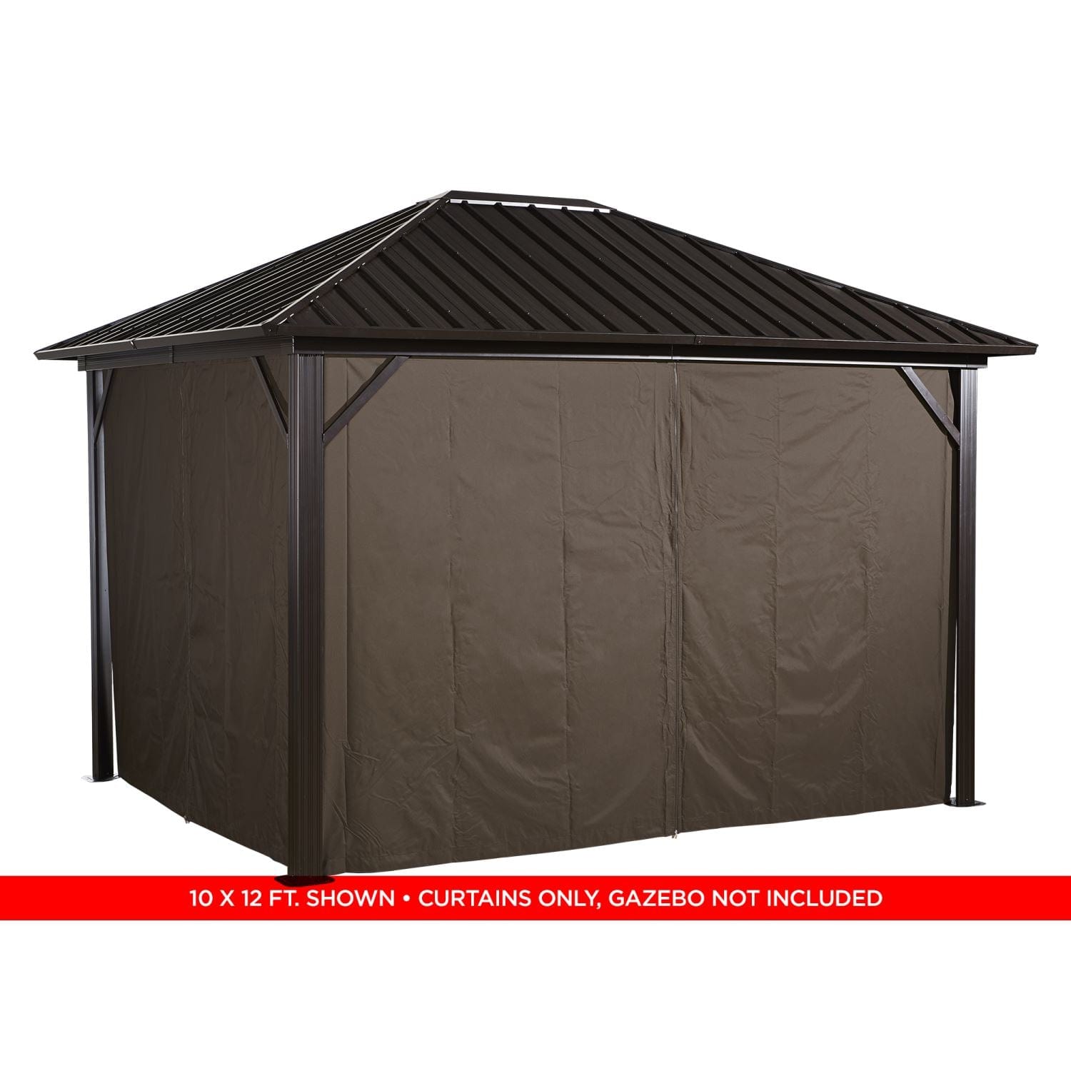 Sojag Curtains for Genova 10' x 12' Brown Polyester - Gazebo Not Included - mygreenhousestore.com
