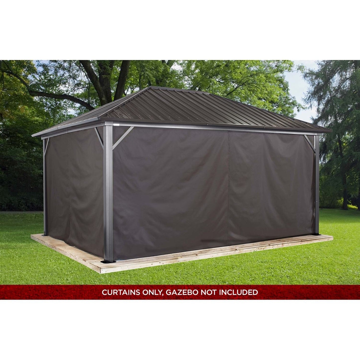 Sojag Curtains for Genova 12' x 16' Brown Polyester - Gazebo Not Included - mygreenhousestore.com