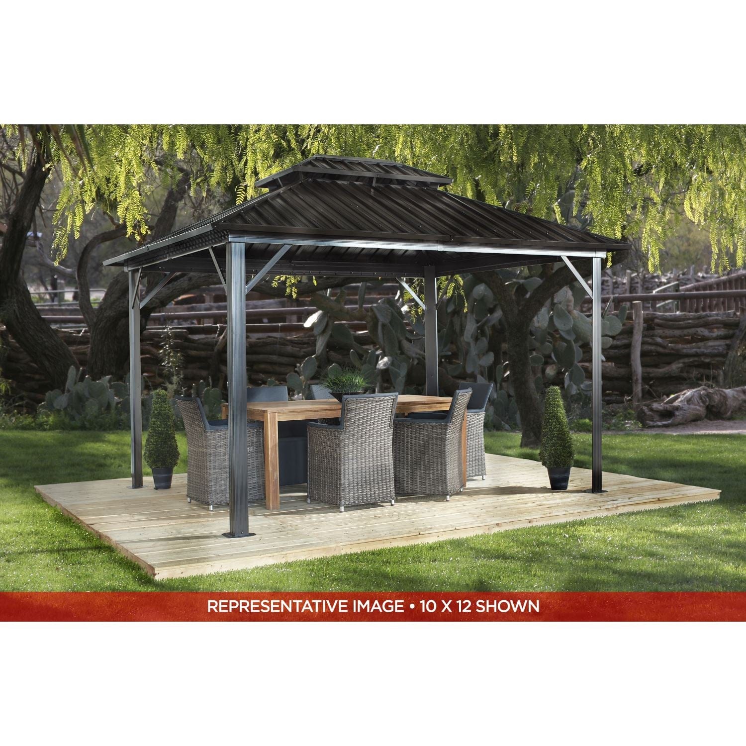 Sojag Genova II Double Roof Hardtop Gazebo 12' x 12' - mygreenhousestore.com