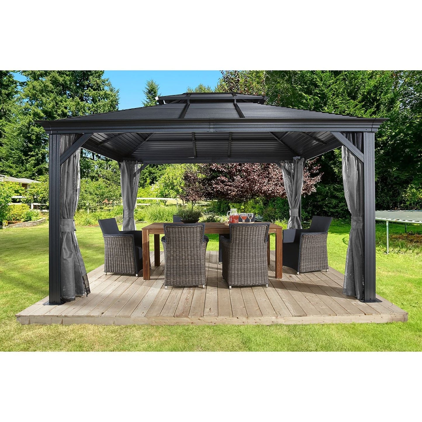 Sojag Mykonos II Double Roof Hardtop Gazebo 10' x 14' - mygreenhousestore.com