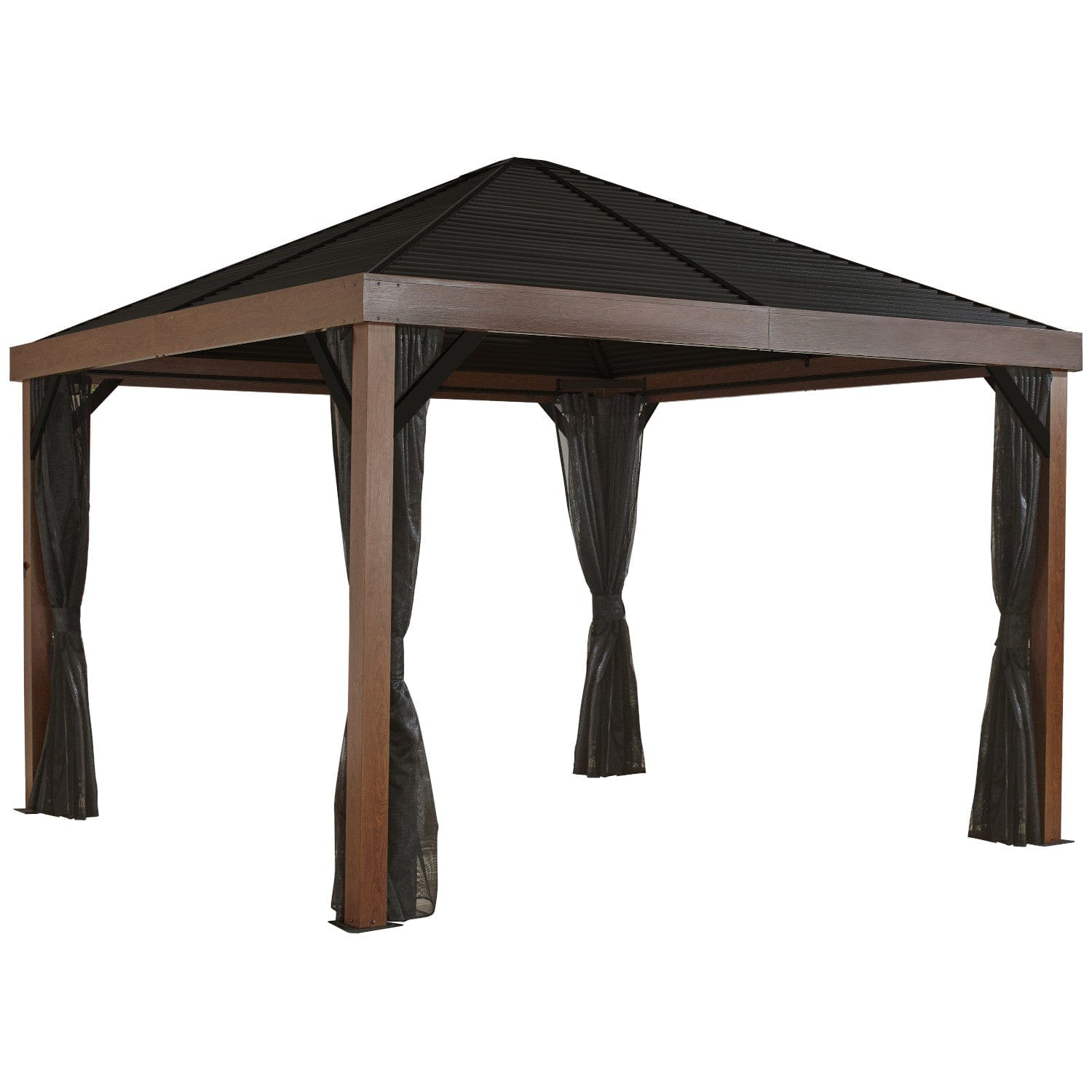 Sojag Valencia Hardtop Gazebo Wood Finish 12' x 12' - mygreenhousestore.com