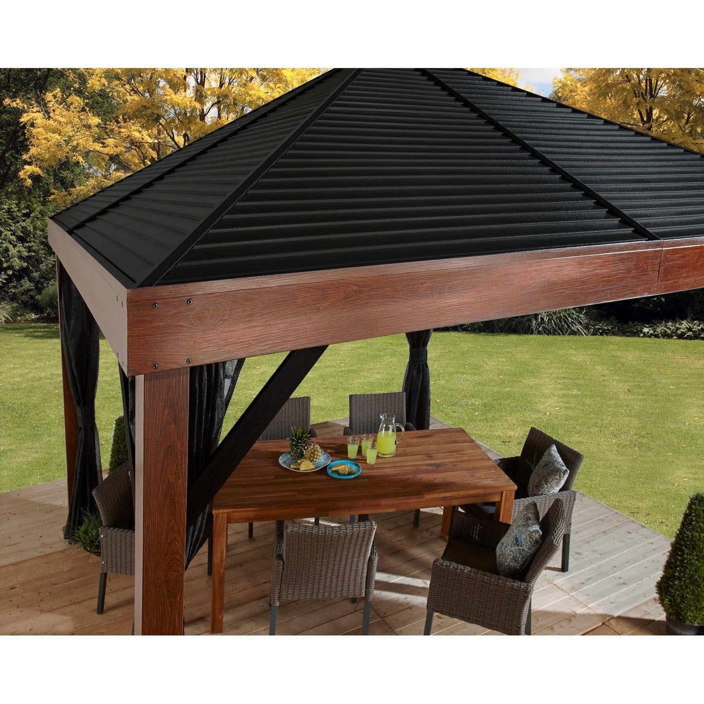 Sojag Valencia Hardtop Gazebo Wood Finish 12' x 12' - mygreenhousestore.com