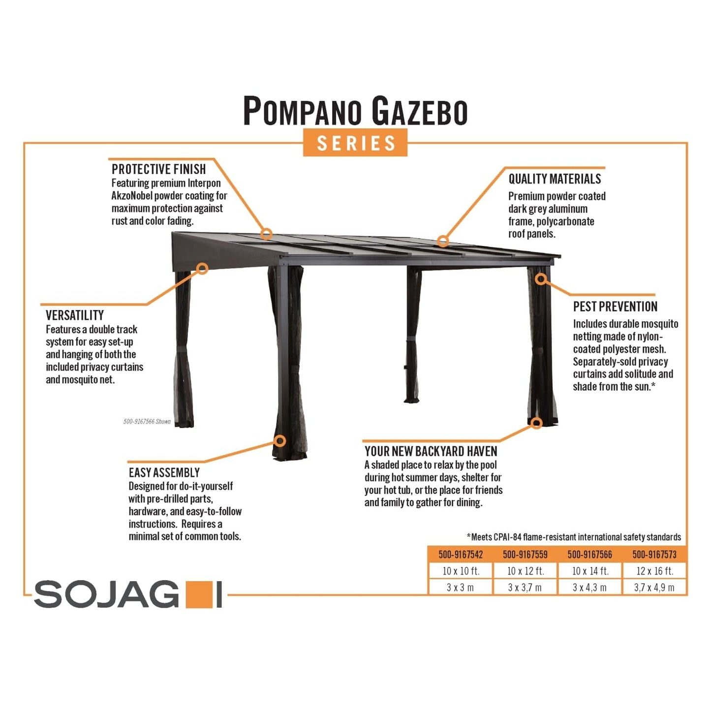 SOJAG Patio Cover Sojag | Pompano 10 ft. x 10 ft. Wall Mounted Gazebo 500-9167542