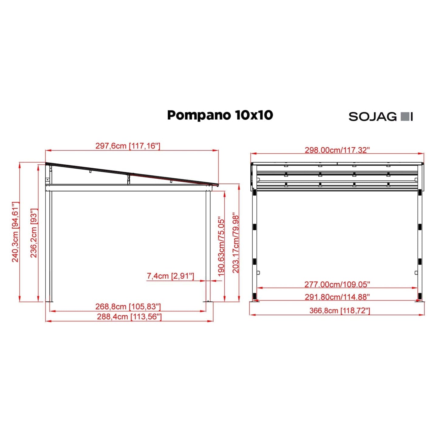 SOJAG Patio Cover Sojag | Pompano 10 ft. x 10 ft. Wall Mounted Gazebo 500-9167542