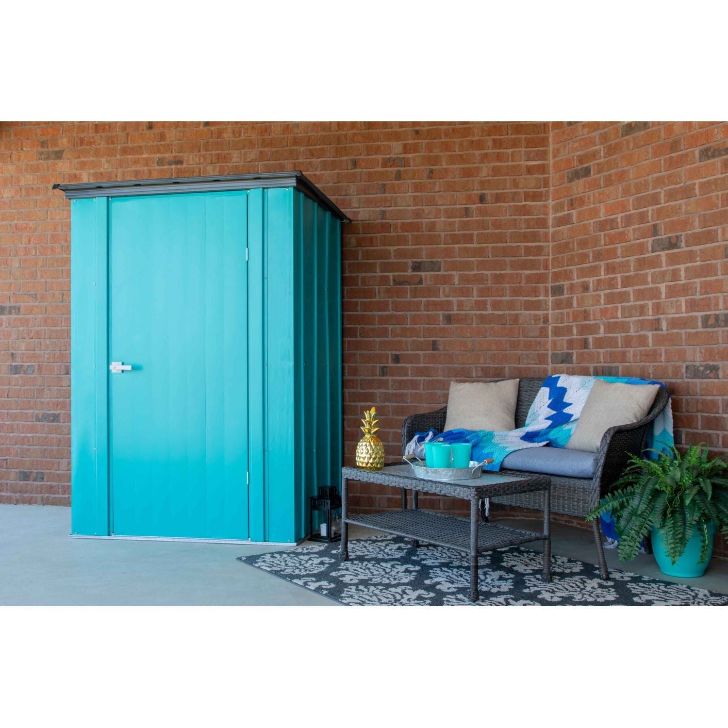 Spacemaker Metal Storage Shed Kit Spacemaker | Patio Shed, 4' x 3' x 6' - Teal and Anthracite CY43T21
