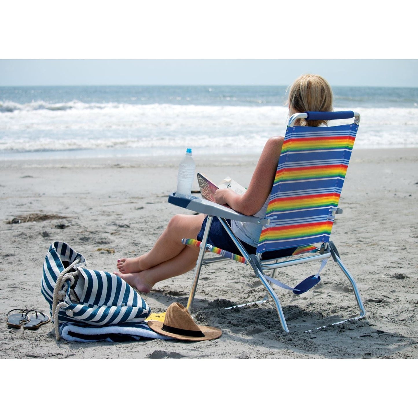 The Fulfiller Beach Chair RIO Beach | 4-Position 15" Tall Beach Chair - Stripe SC615-1909-1