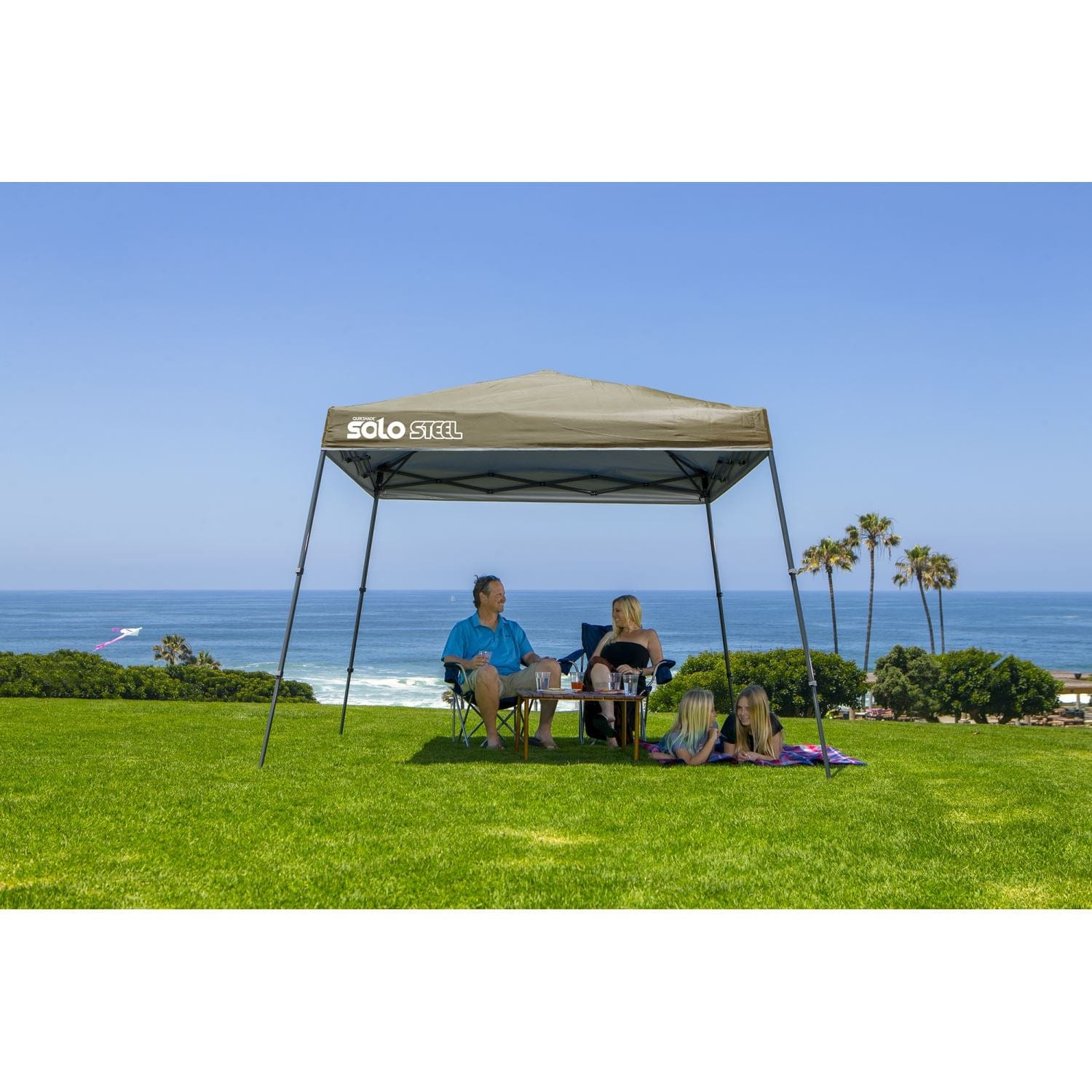 The Fulfiller Pop Up Canopies Quik Shade | Solo Steel 64 10' x 10' Slant Leg Canopy - Khaki 167540DS